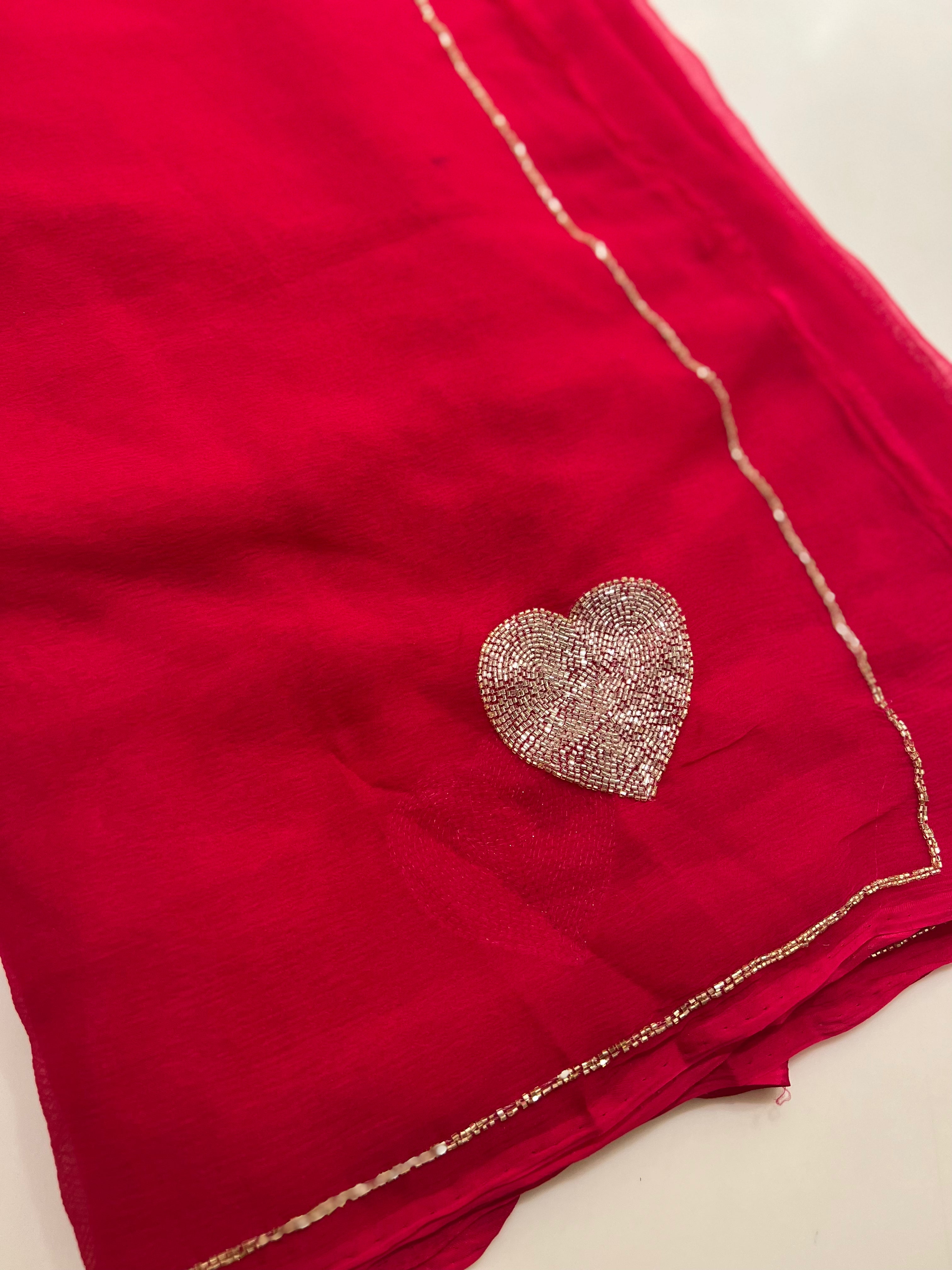 Valentine special chiffon saree