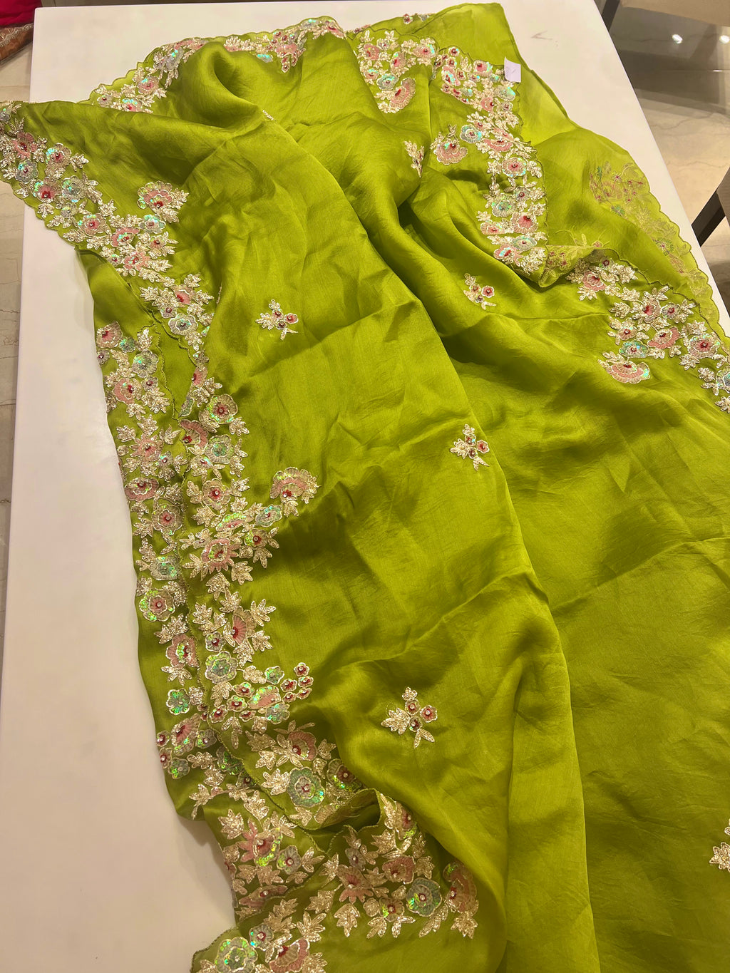 Multicolour Sequins and gold Zari
