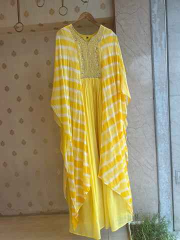 Mellow Yellow Lehriya kaftan dress