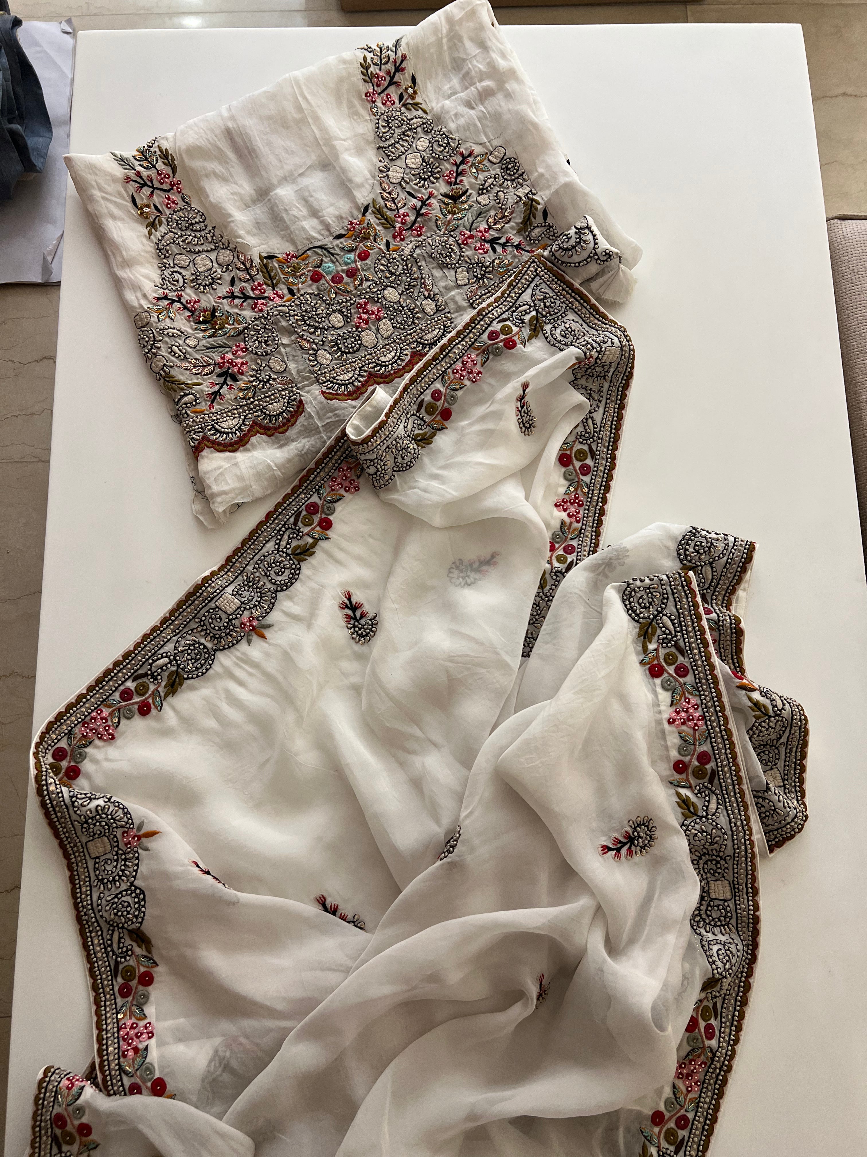 Ivory organza lehenga set