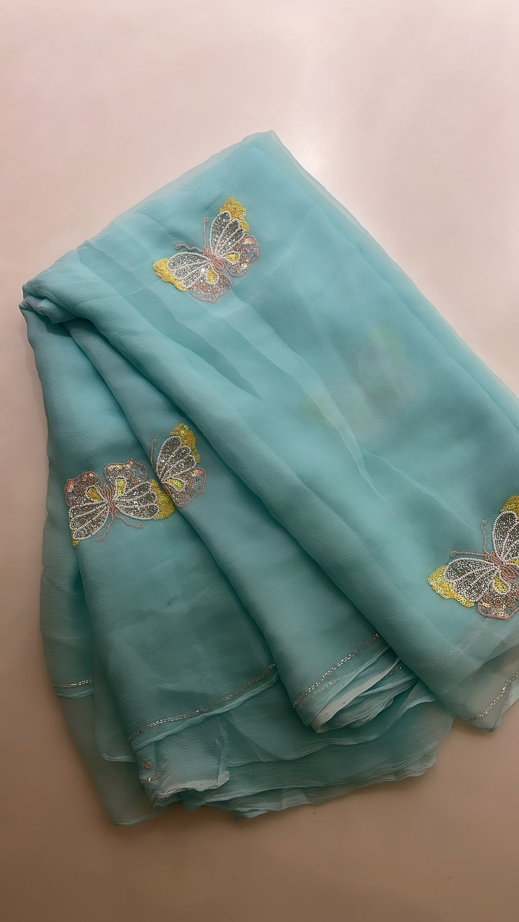 Multicolour butterfly Aqua saree