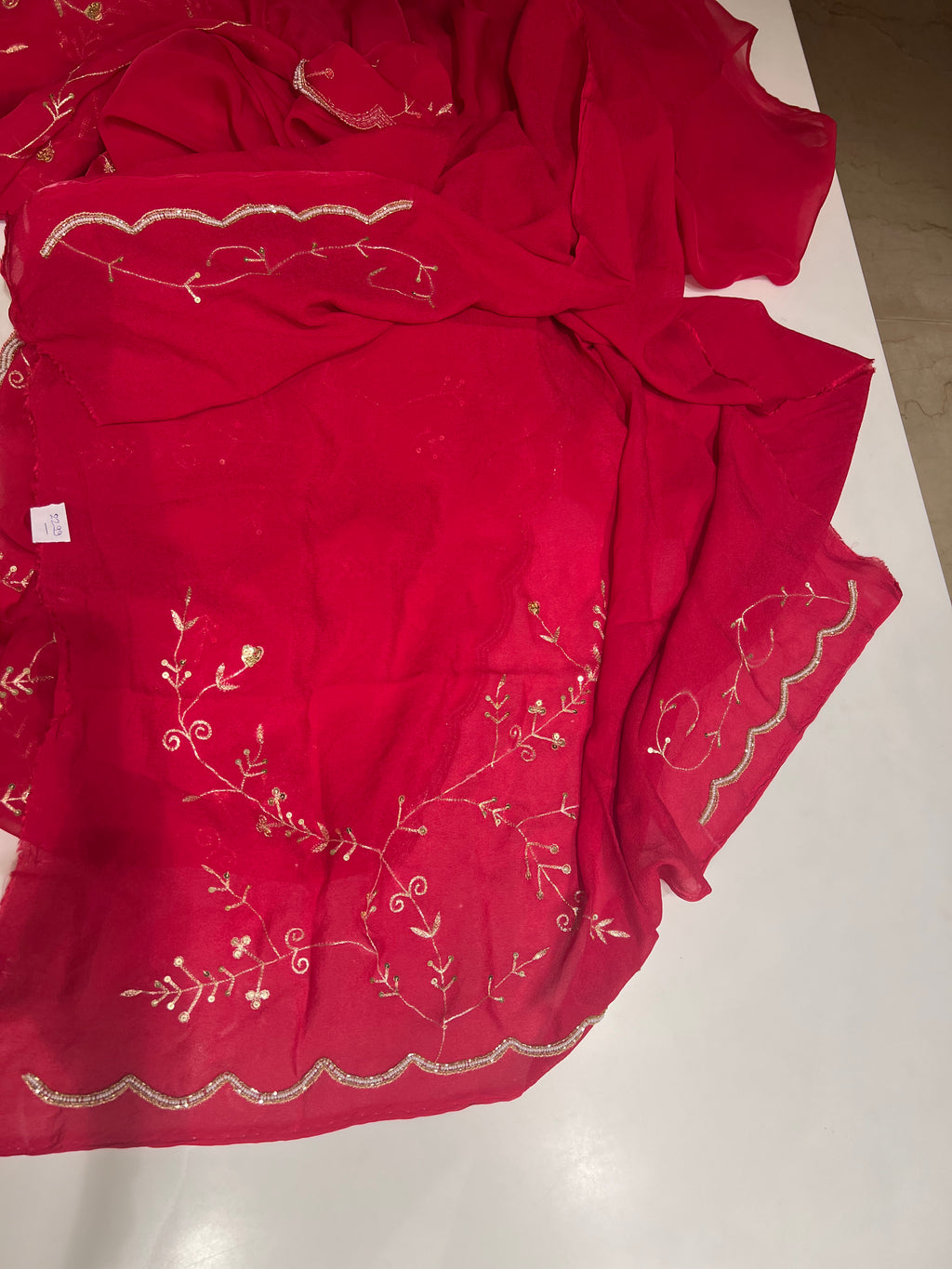 Pomegranate organza saree