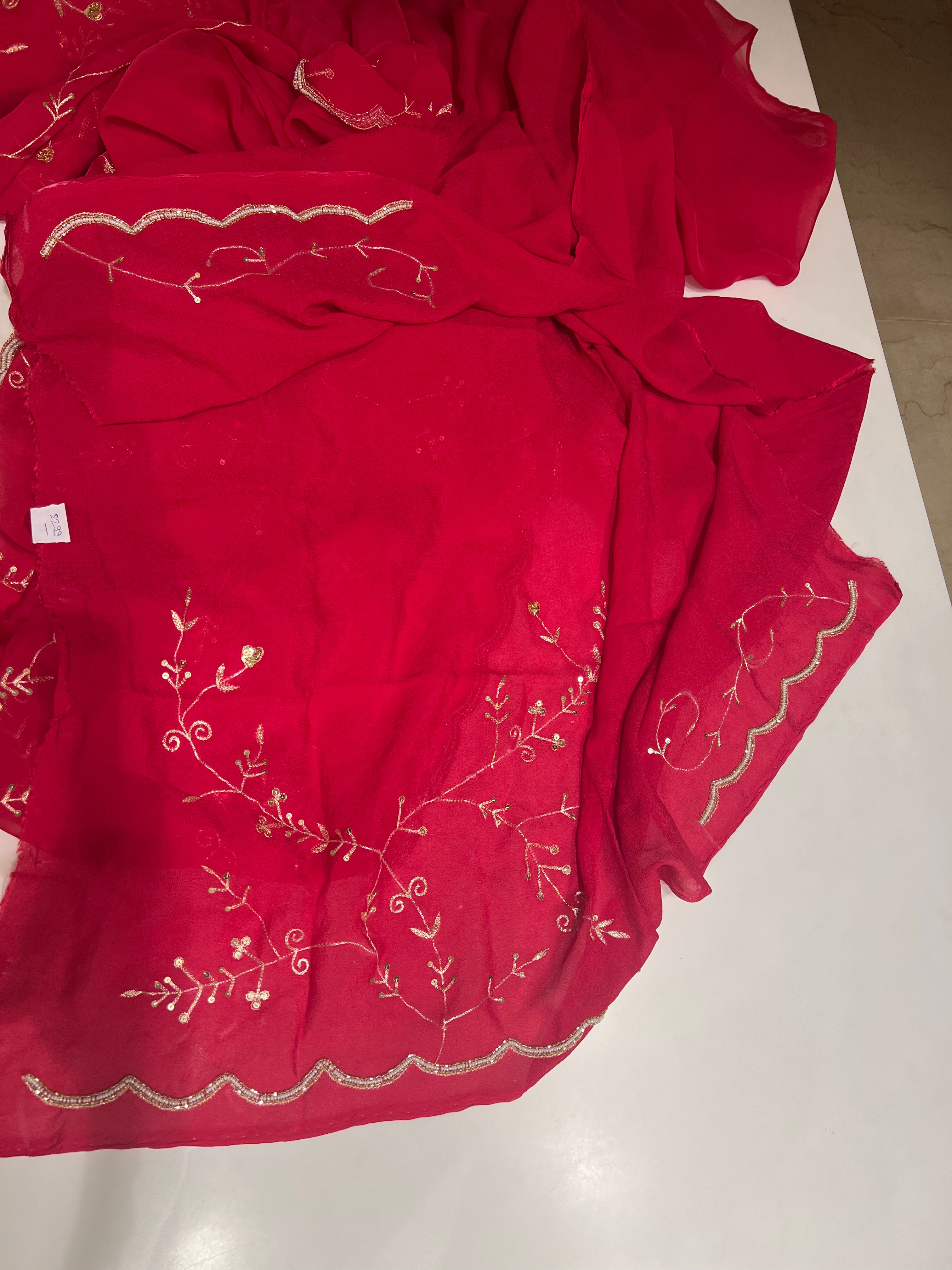 Pomegranate organza saree