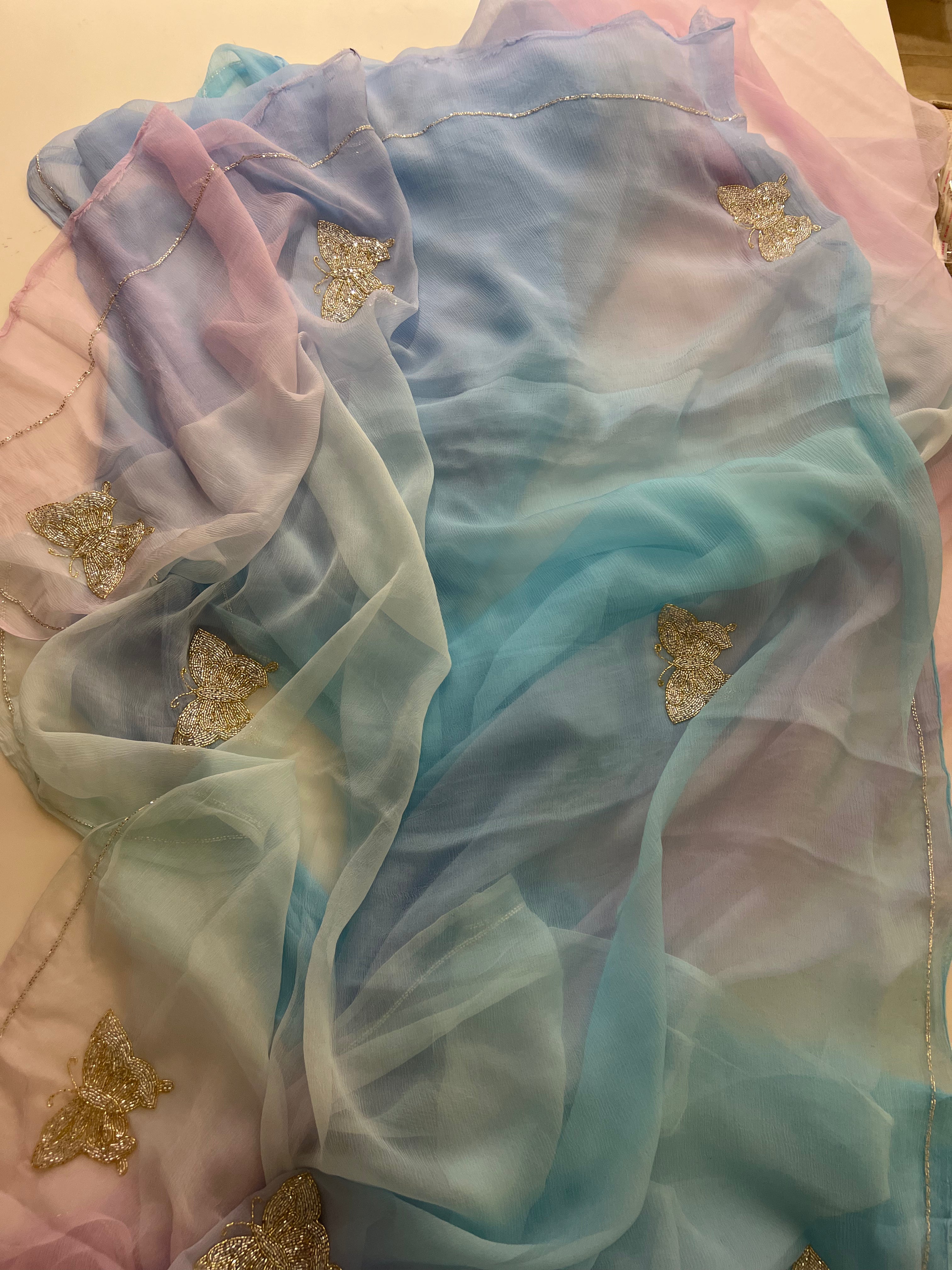 Unicorn chiffon saree