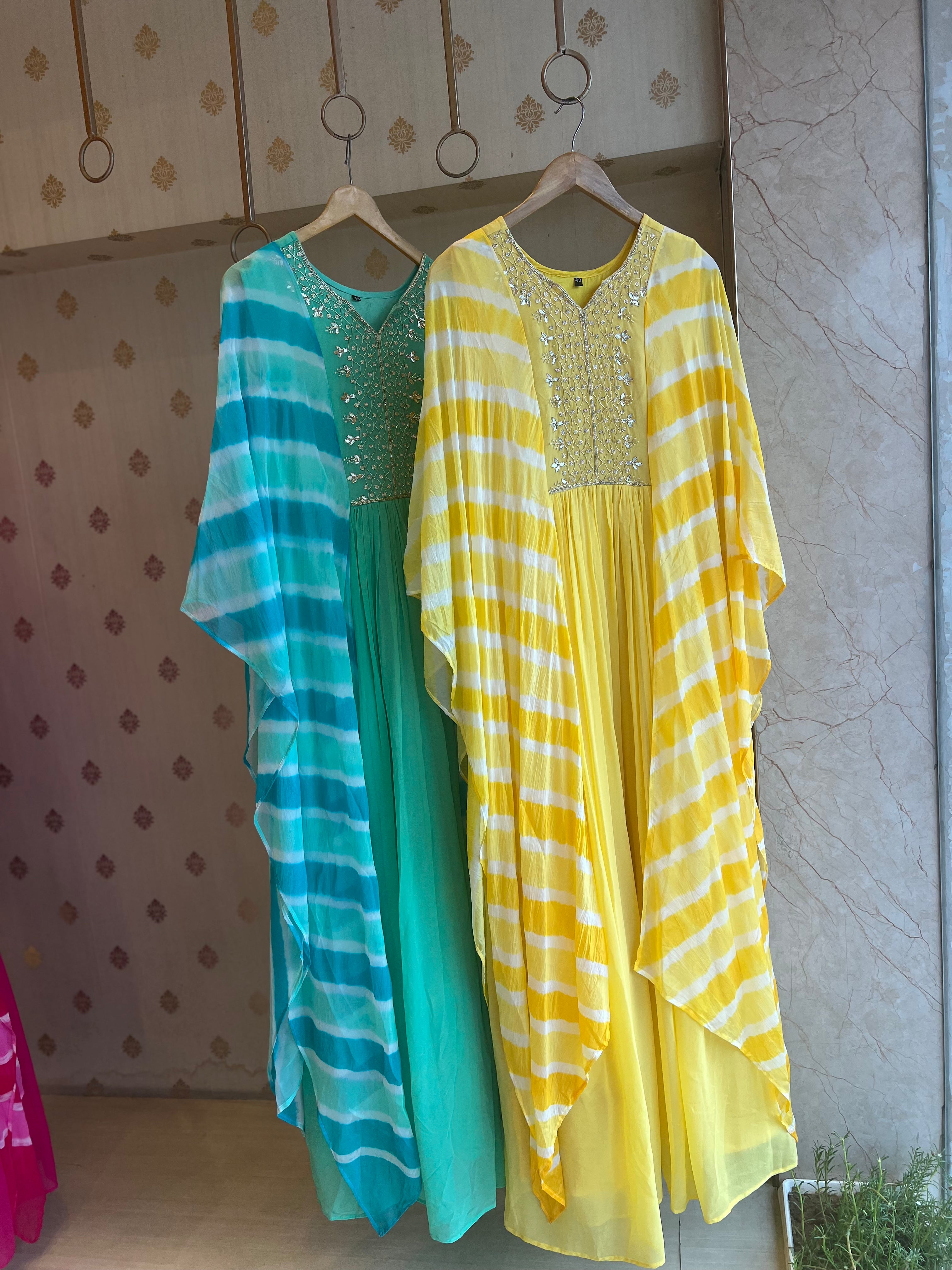 Mellow Yellow Lehriya kaftan dress