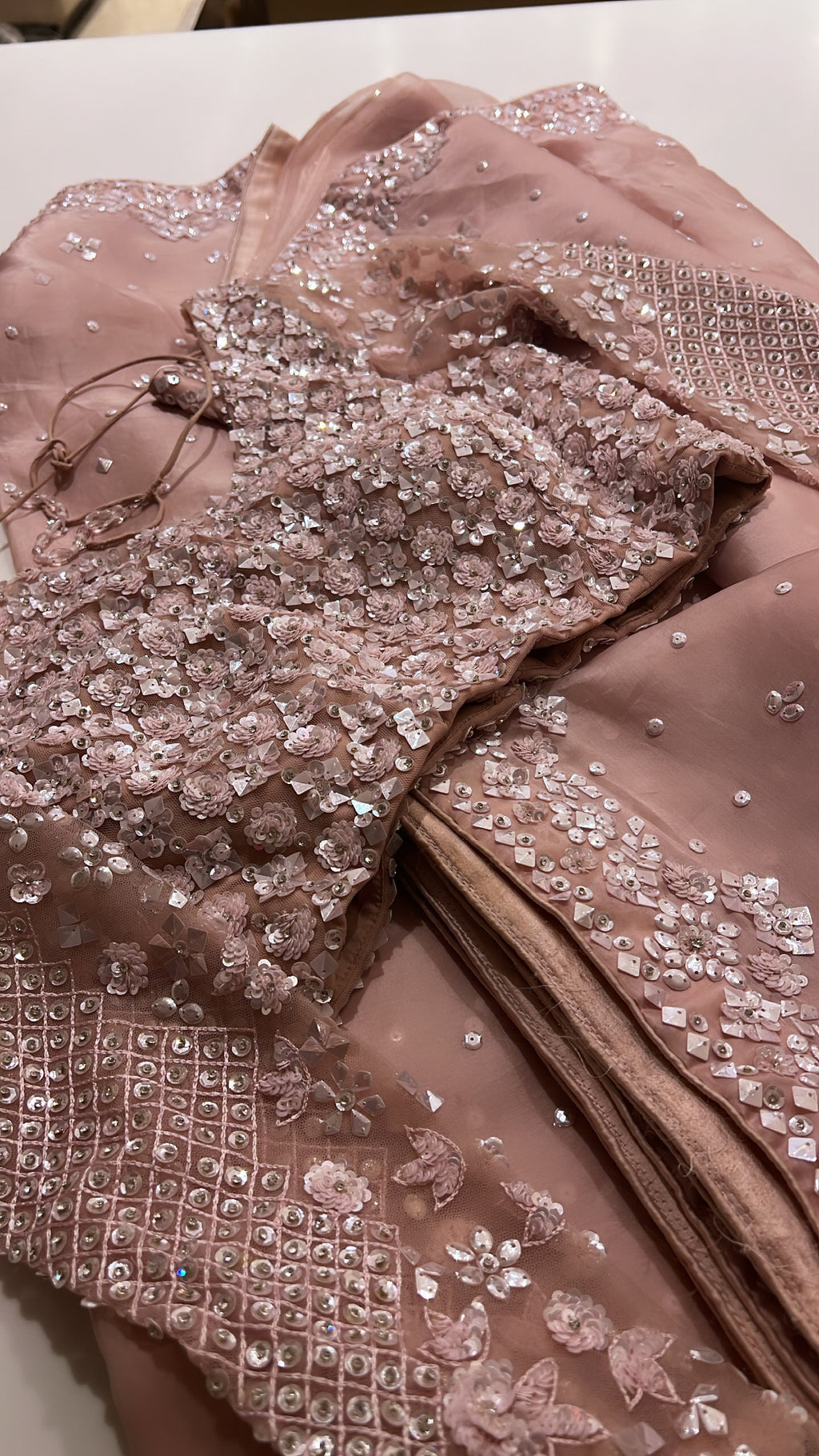 Salmon Pink cocktail saree