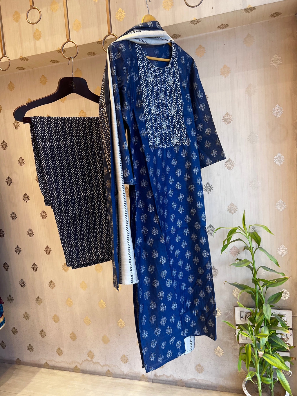 Navy premium cotton suit set