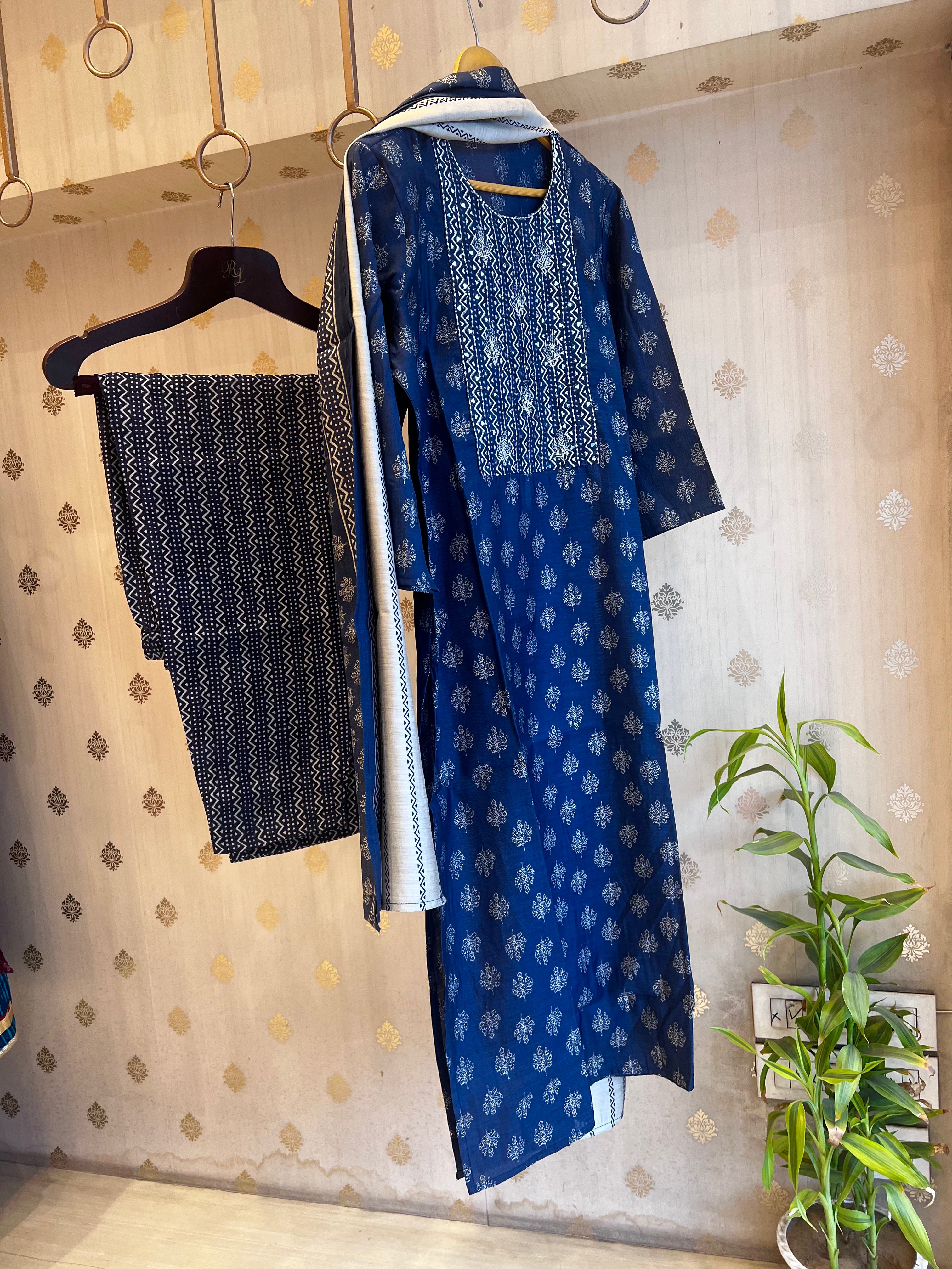 Navy premium cotton suit set