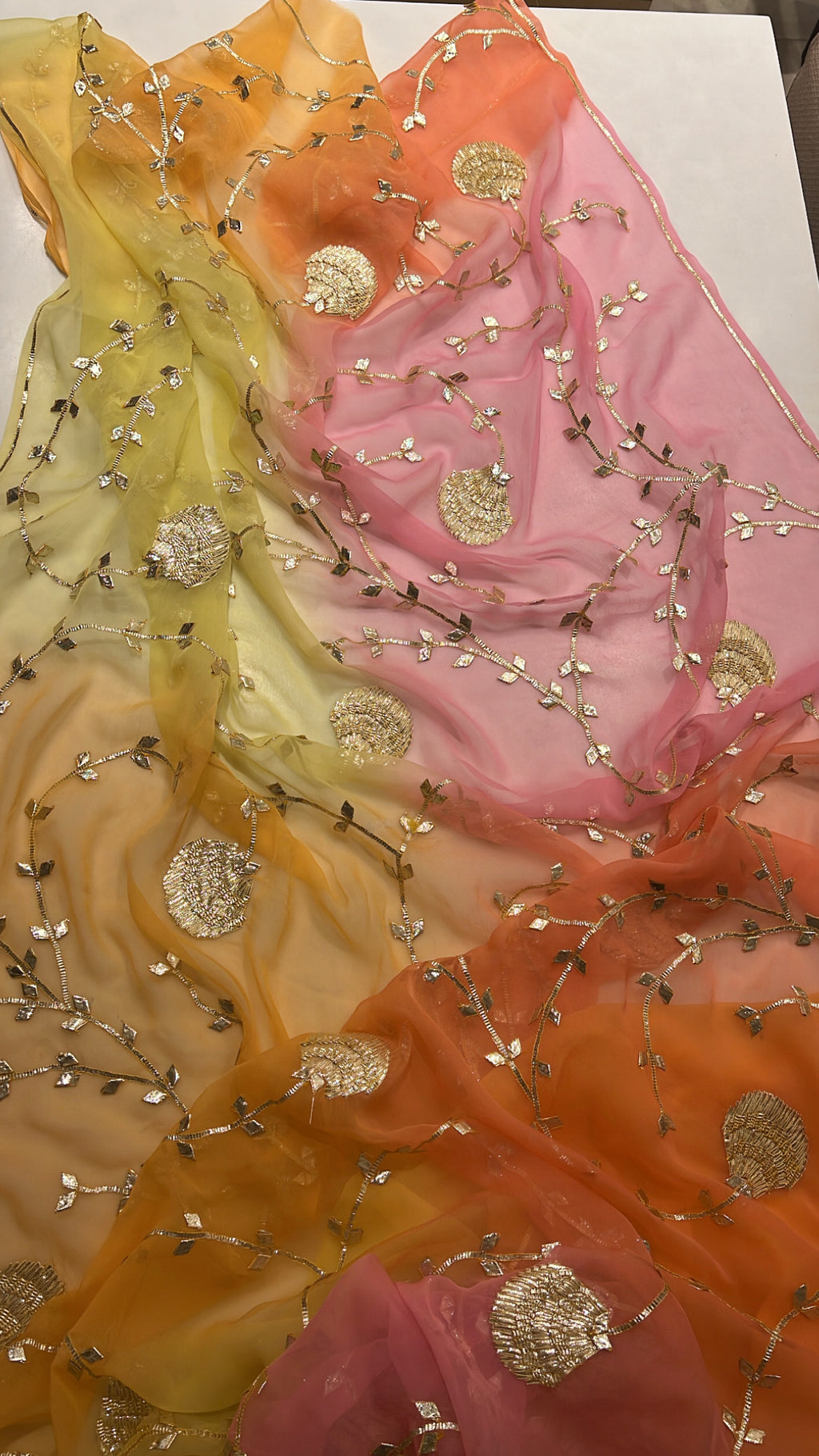 Samundari shades of sunset chiffon saree