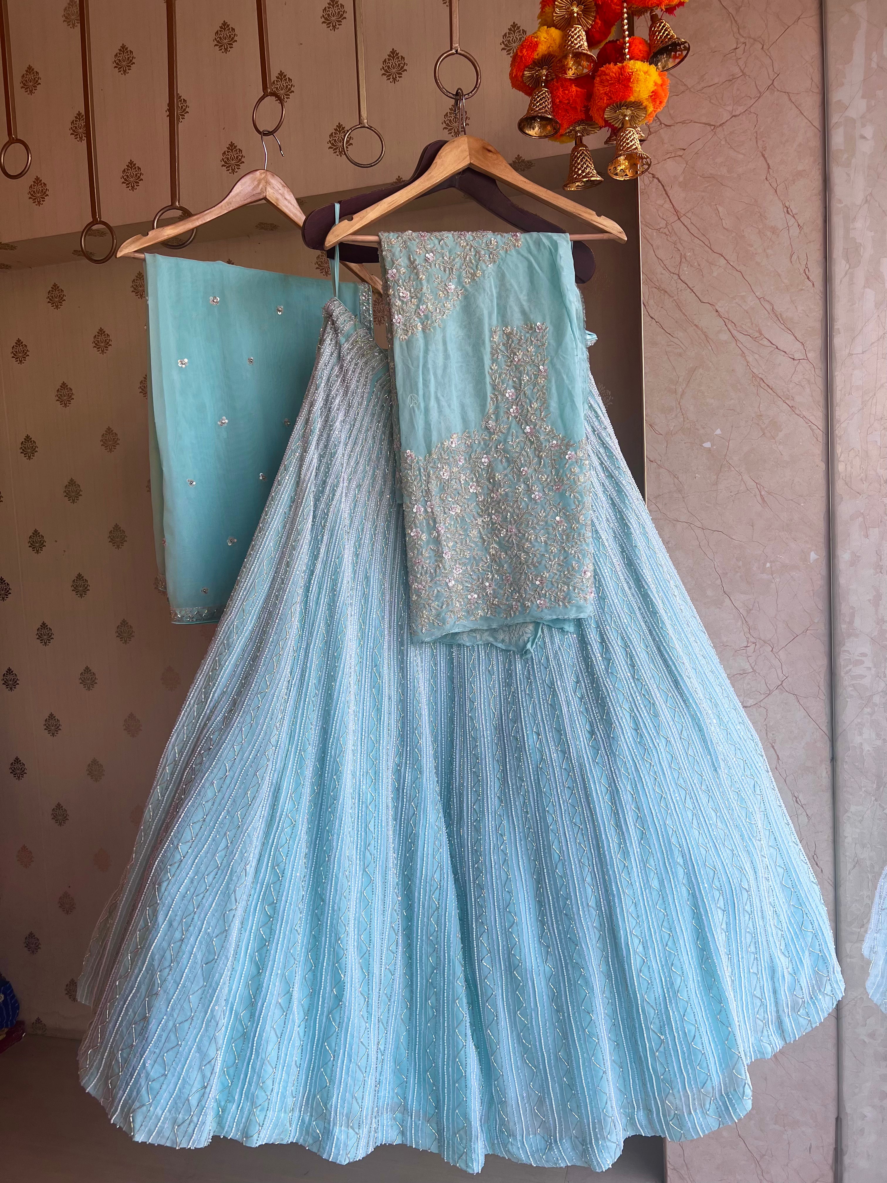Aqua Blue Lehenga set
