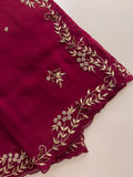 Wine organza saree