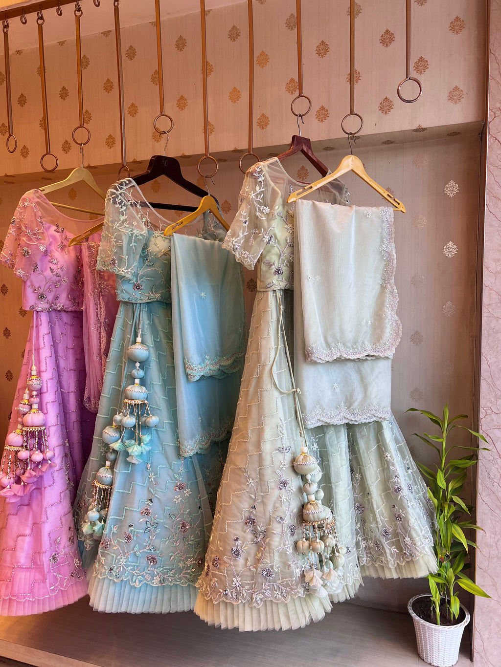 Glitz and Glam Handwork Organza lehenga
