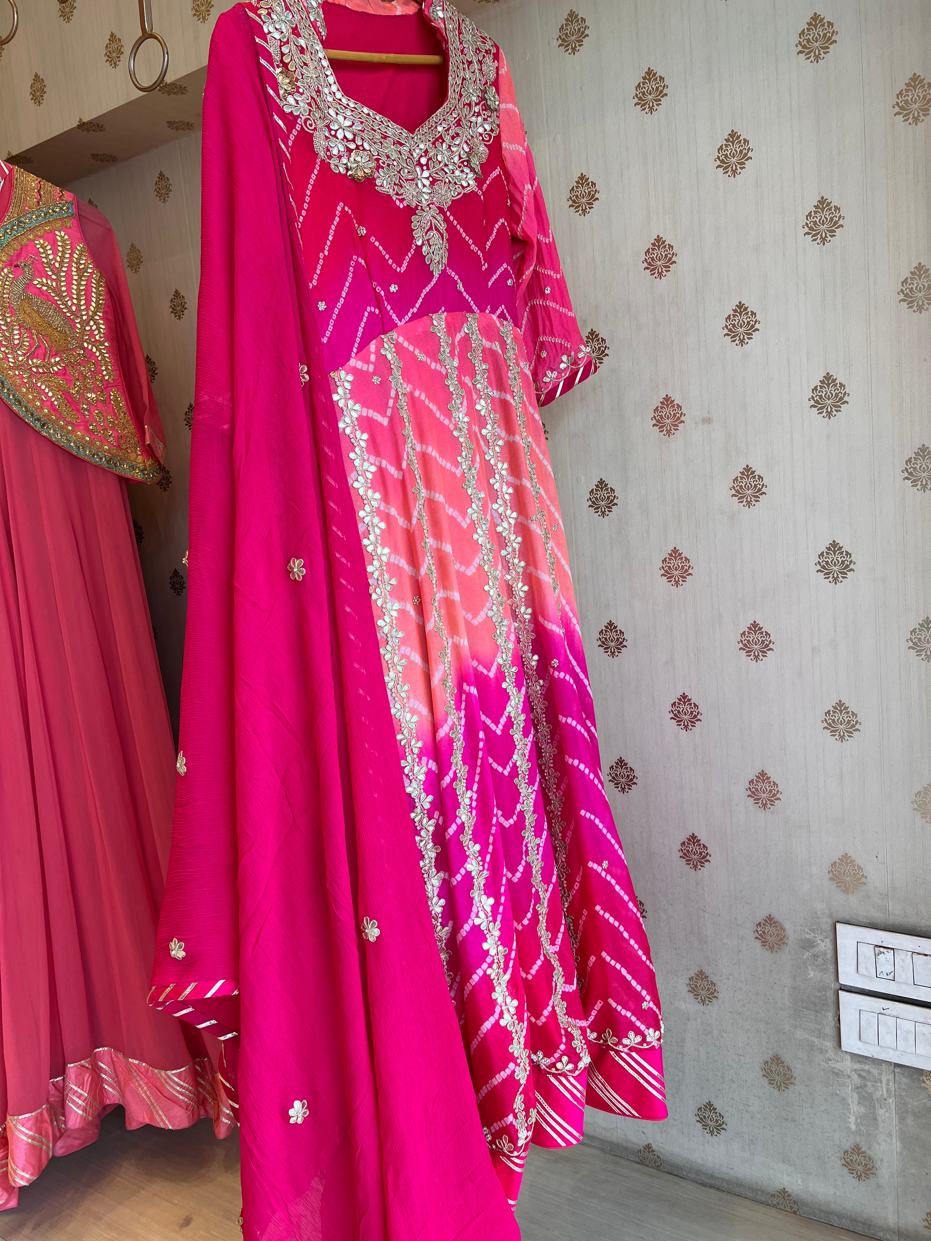 Bandhej Gotapatti Anarkali floor length