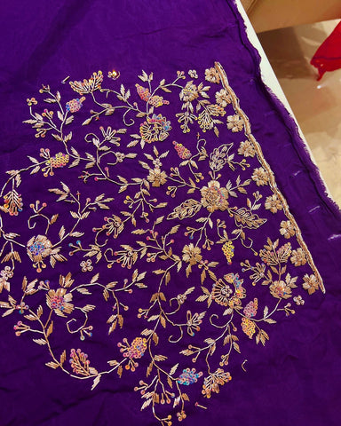 Ravishing Plum zardozi exclusive saree