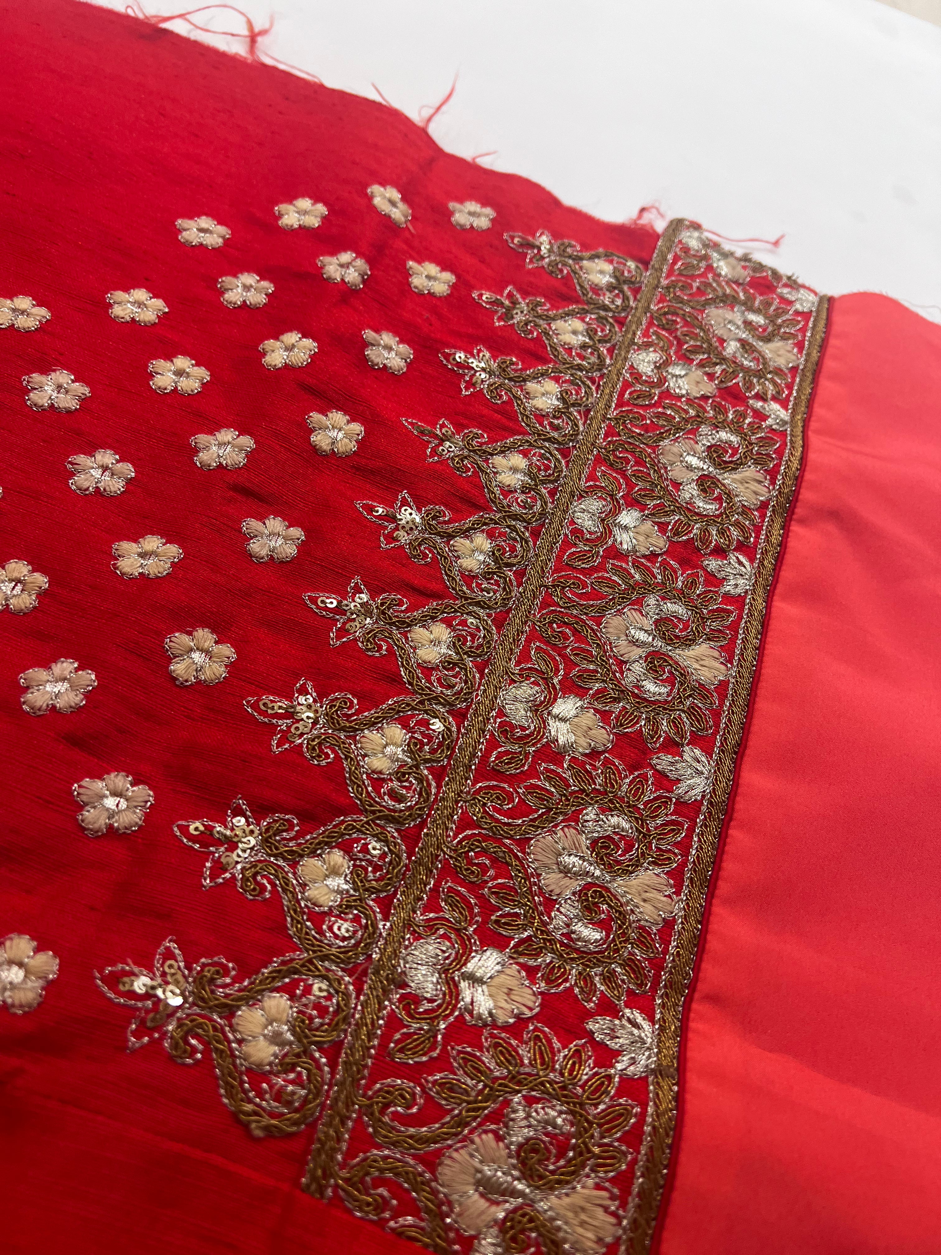 Dola silk Tomato Red Lehenga