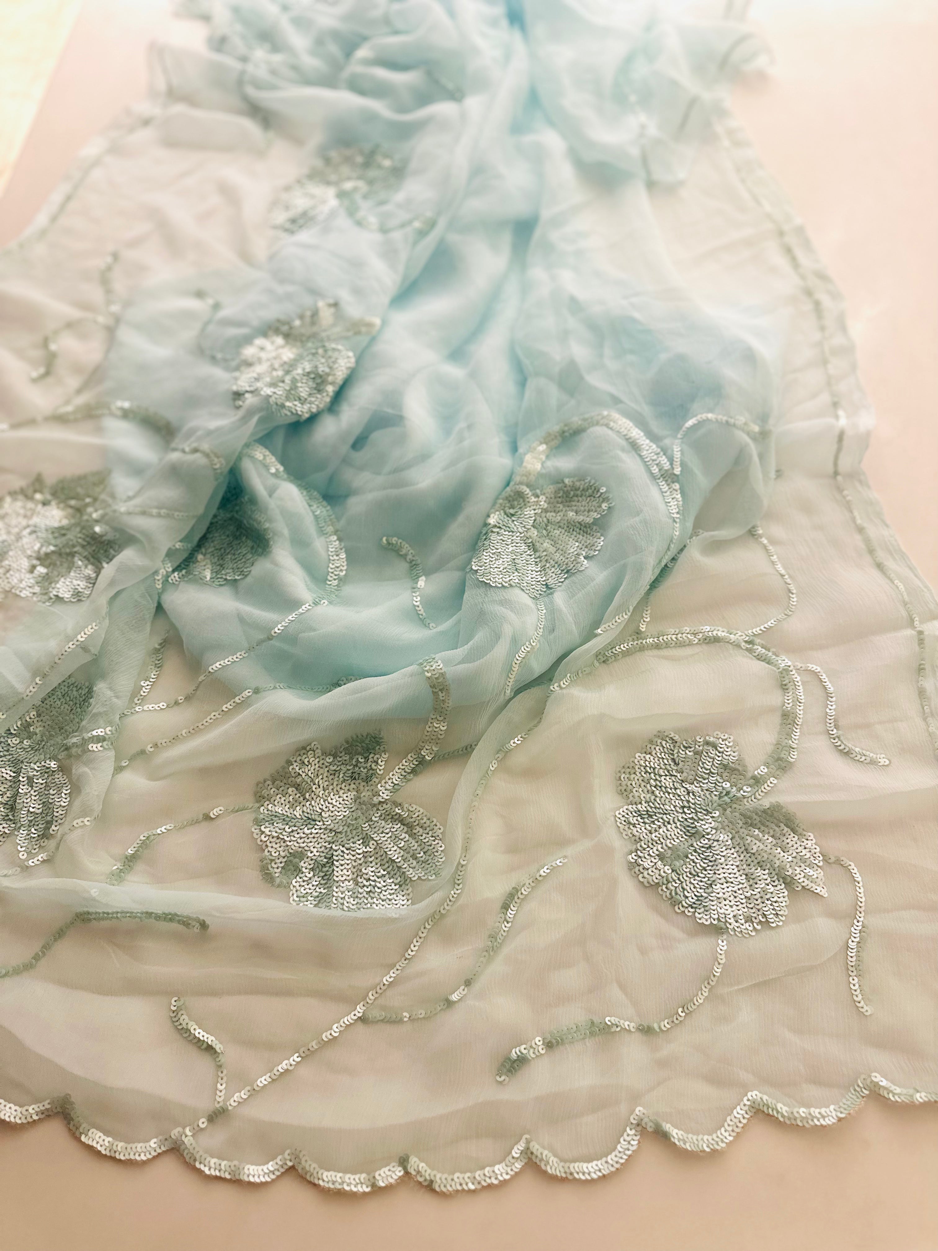 Glam Queen aqua saree