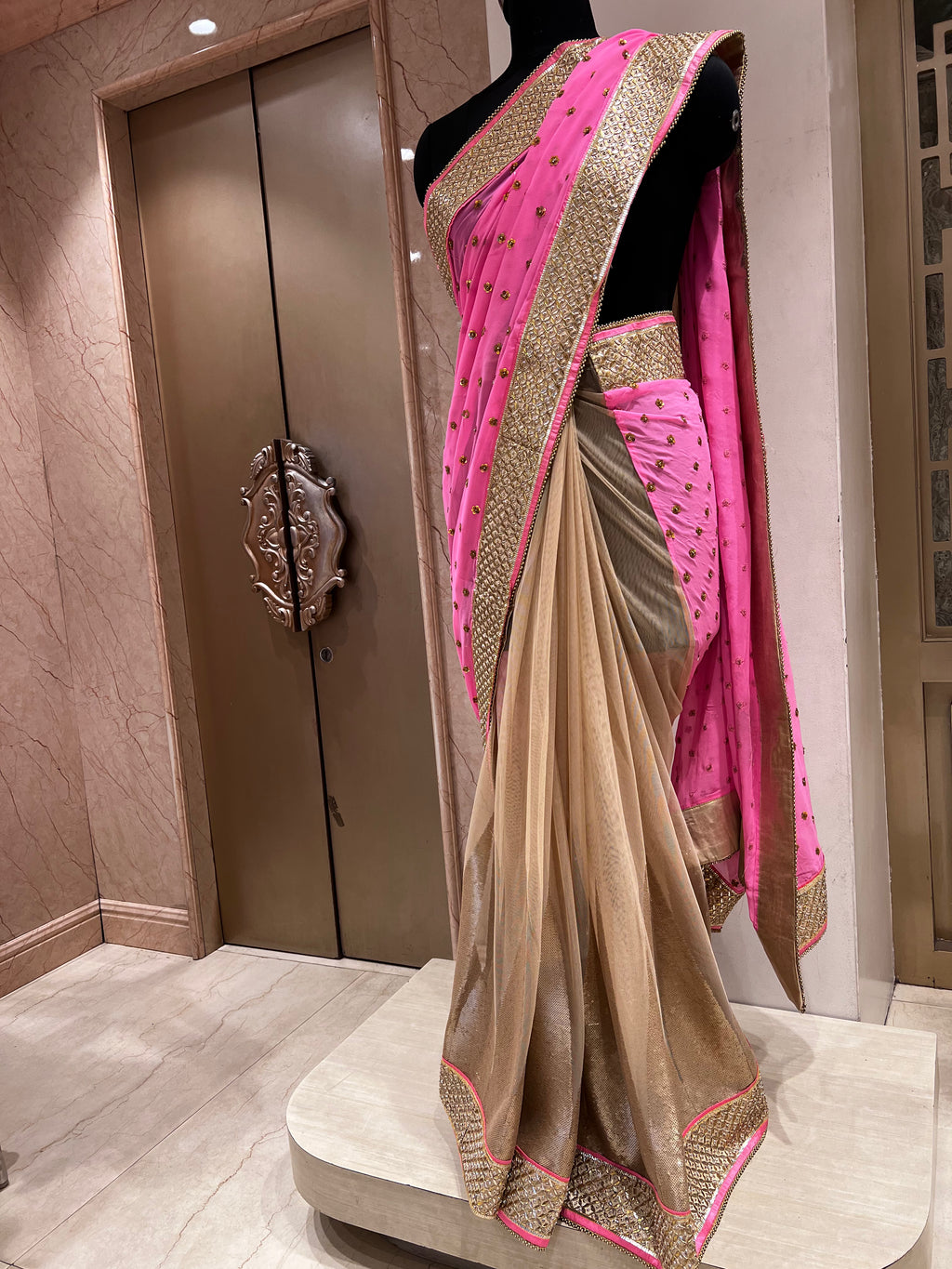 Half n half designer saree