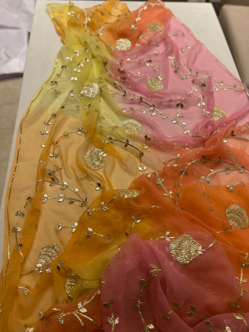 Samundari shades of sunset chiffon saree