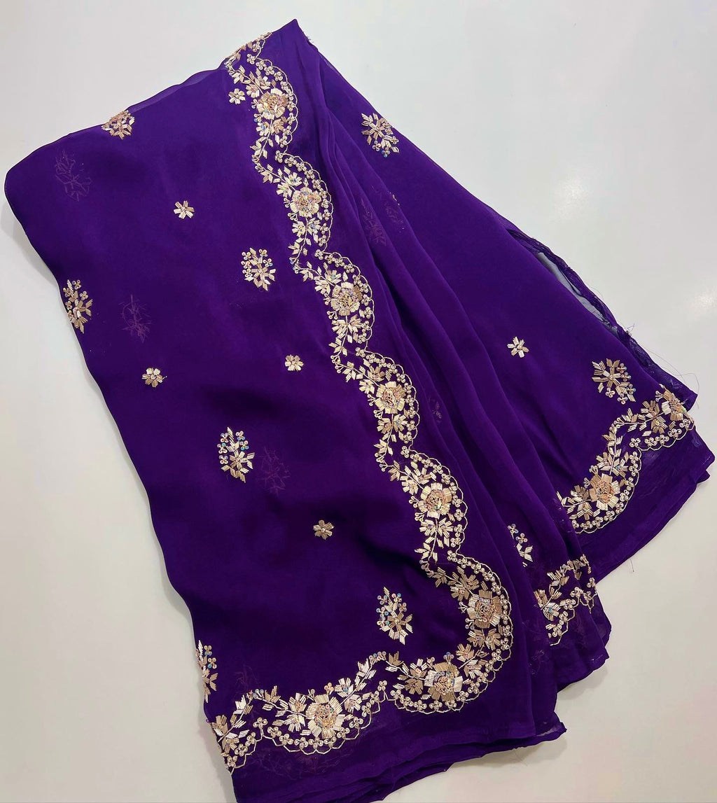 Ravishing Plum zardozi exclusive saree