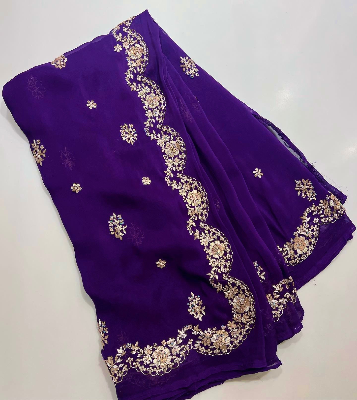 Ravishing Plum zardozi exclusive saree