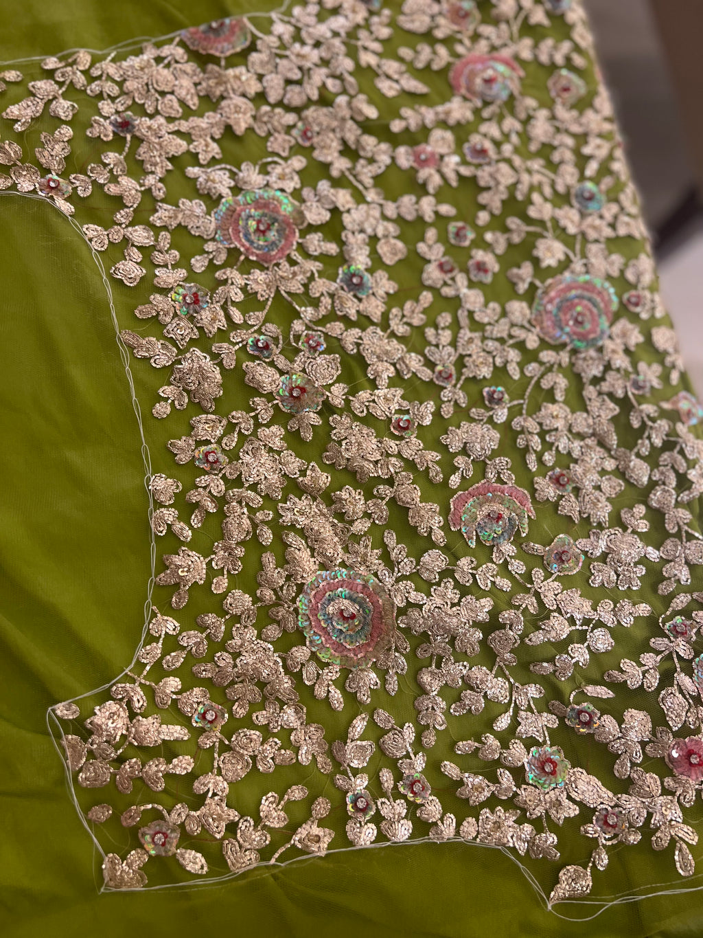 Multicolour Sequins and gold Zari