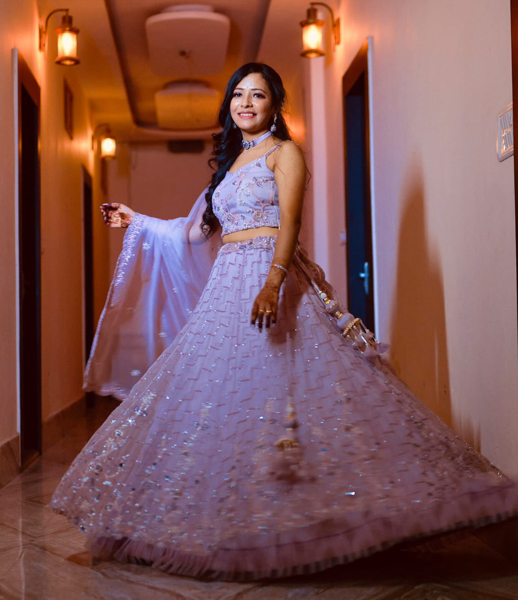 Glitz and Glam Handwork Organza lehenga