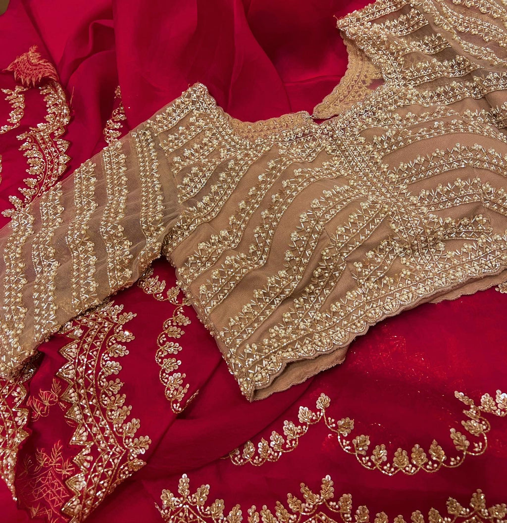 Exclusive Pomegranate Red Pure silk organza
