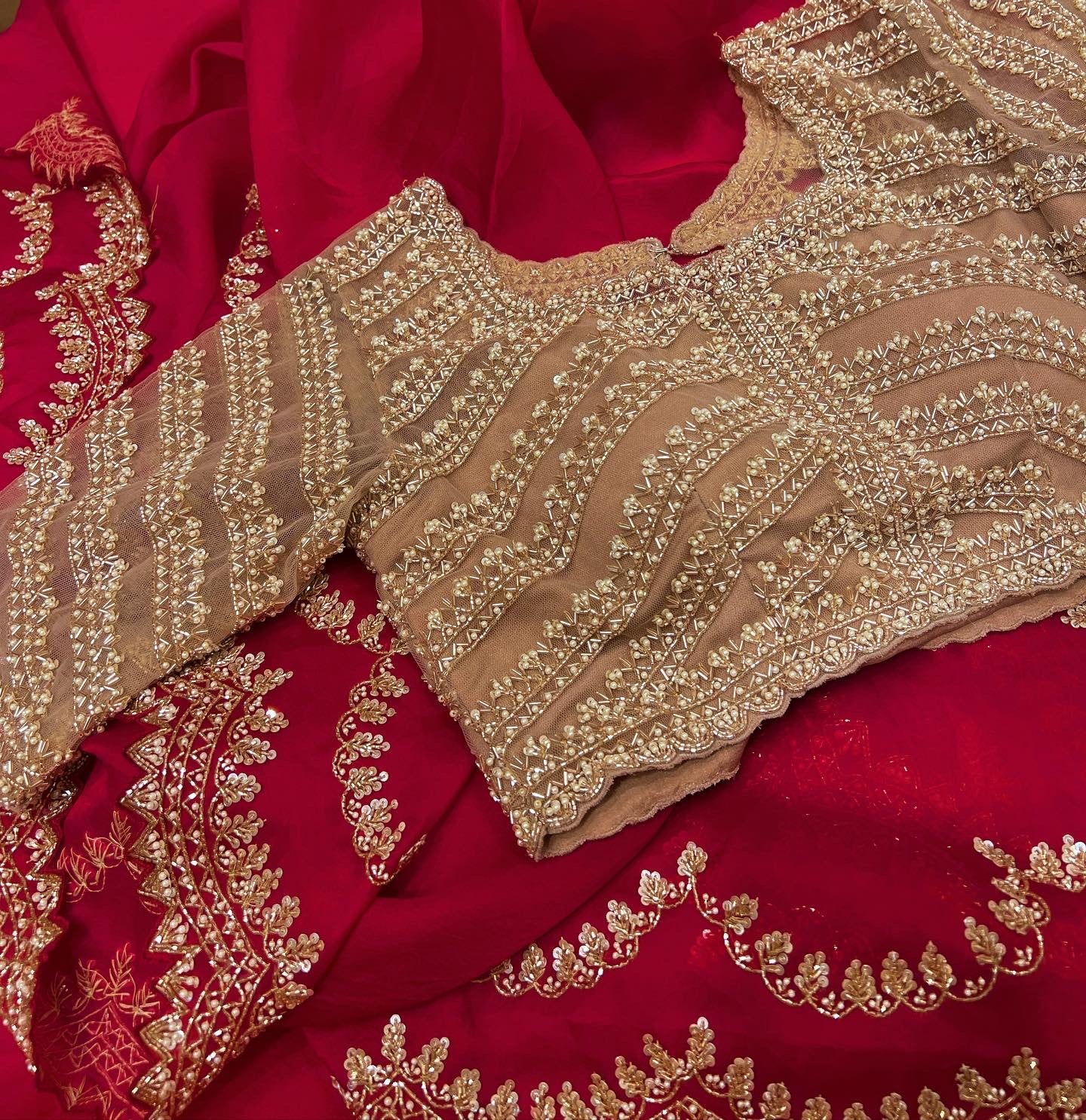 Exclusive Pomegranate Red Pure silk organza