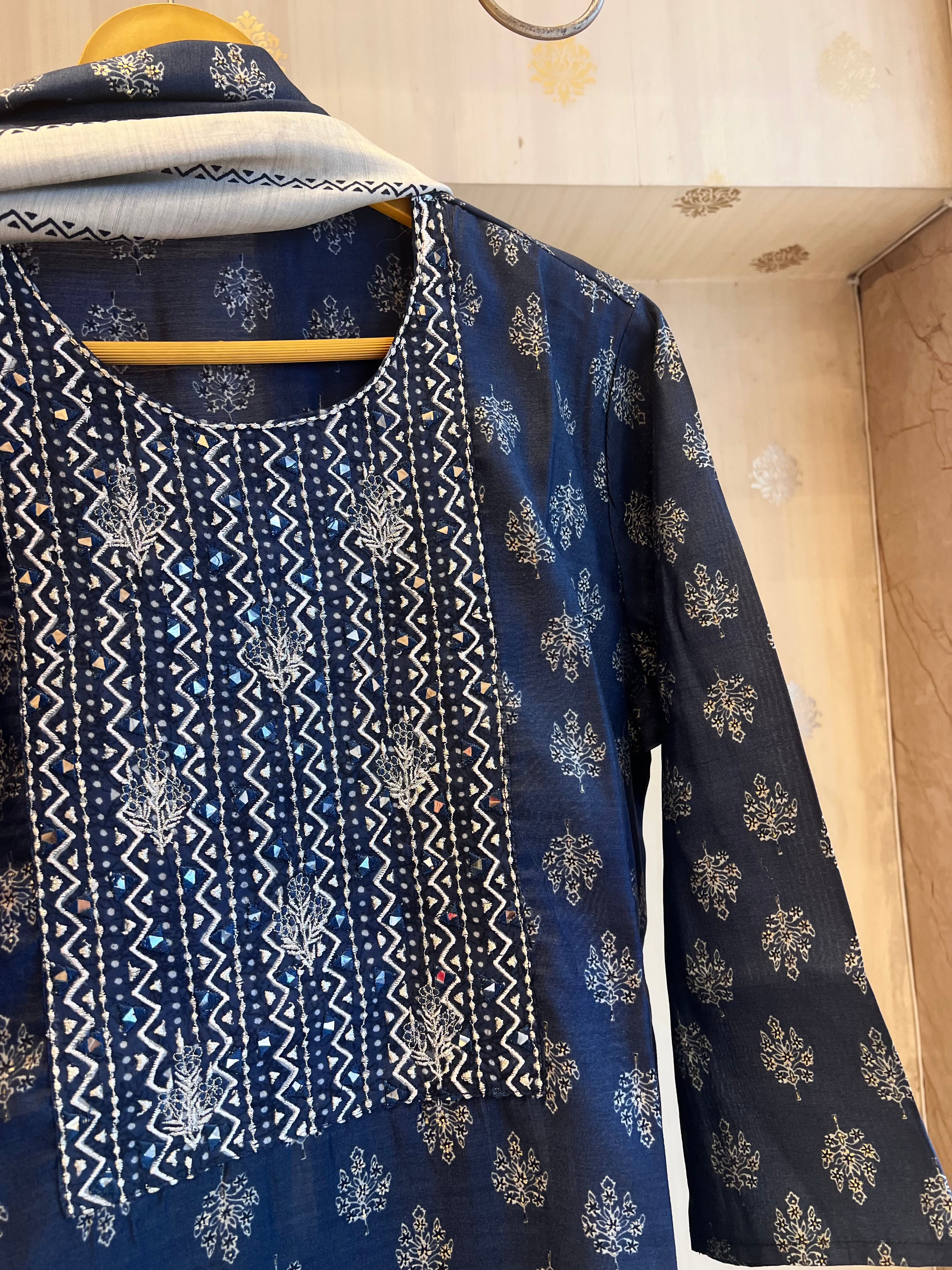 Navy premium cotton suit set