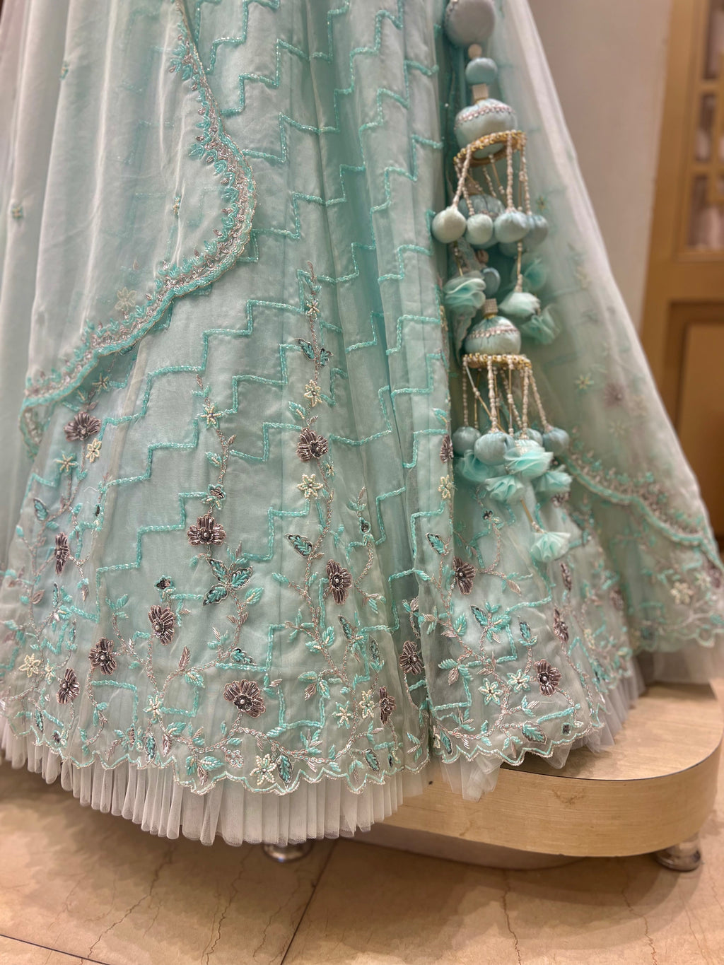 Glitz and Glam Handwork Organza lehenga