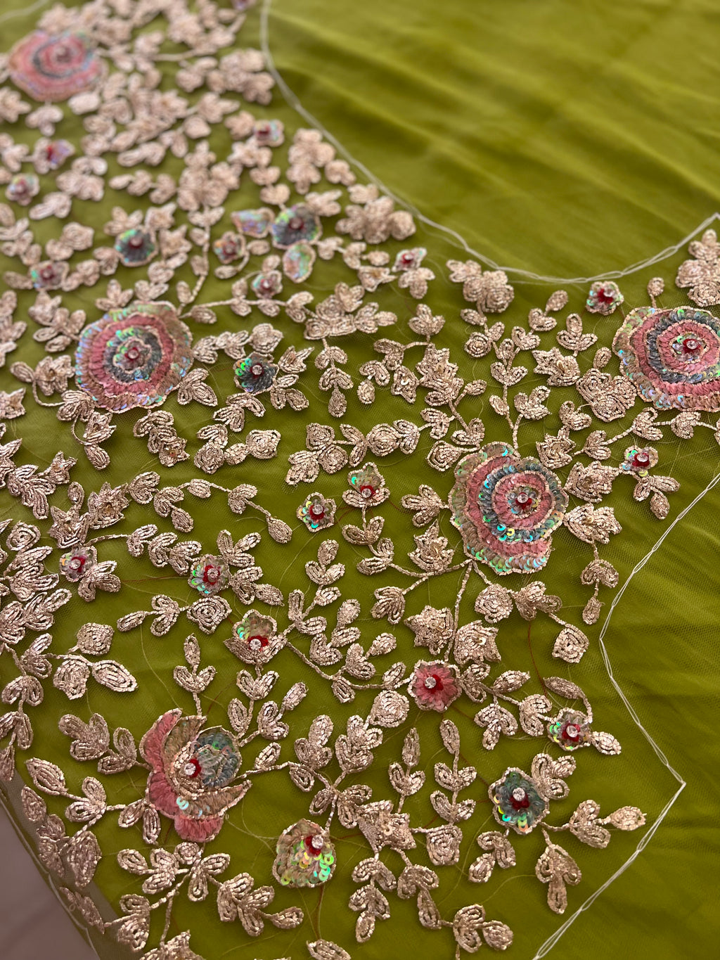 Multicolour Sequins and gold Zari