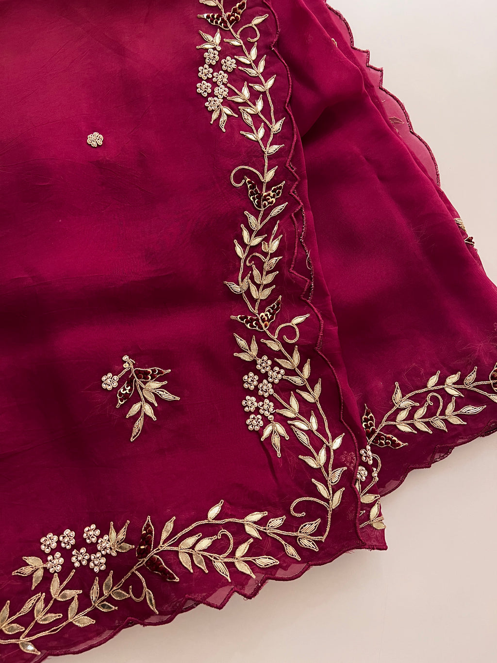 Wine organza saree