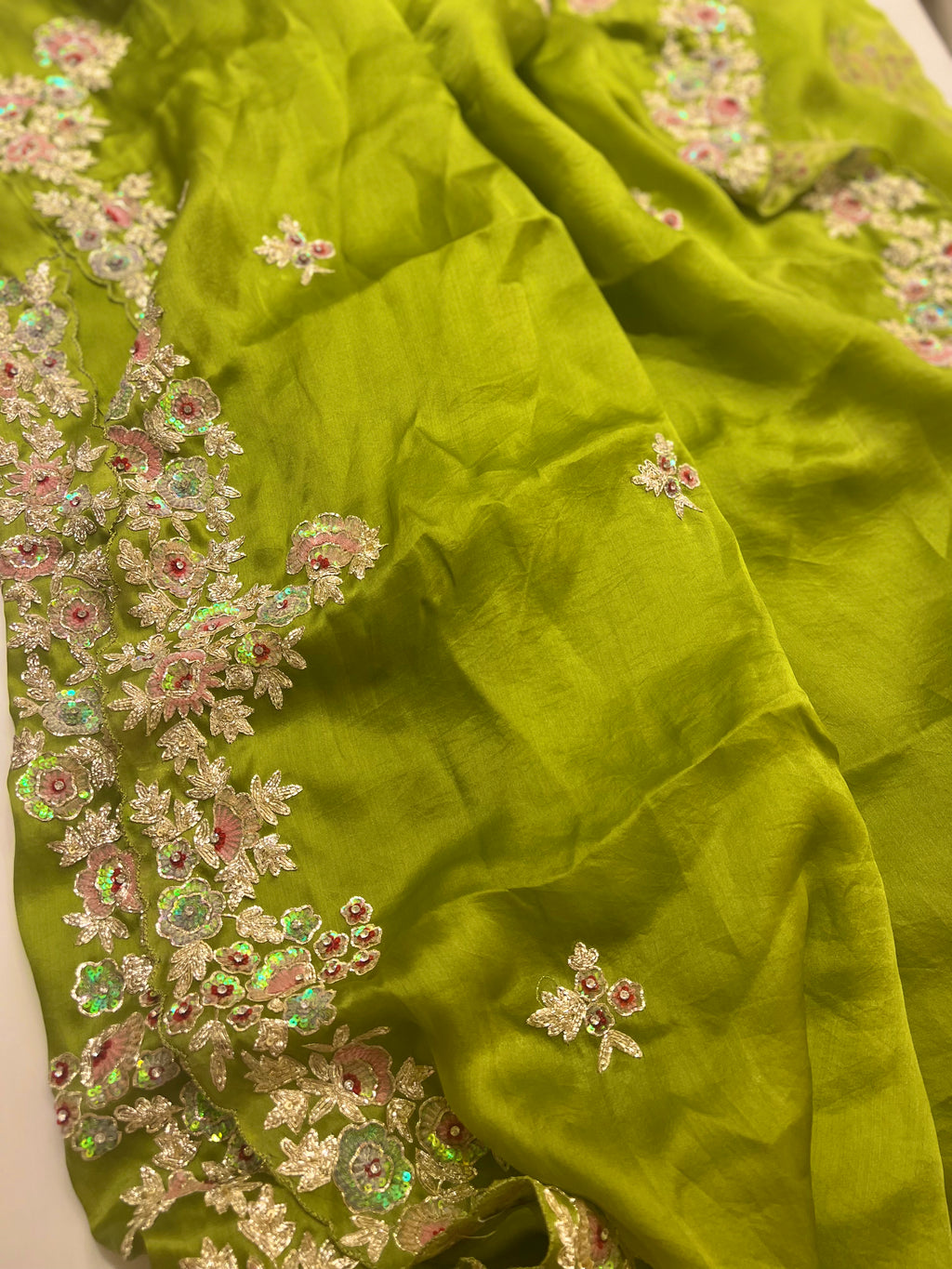 Multicolour Sequins and gold Zari