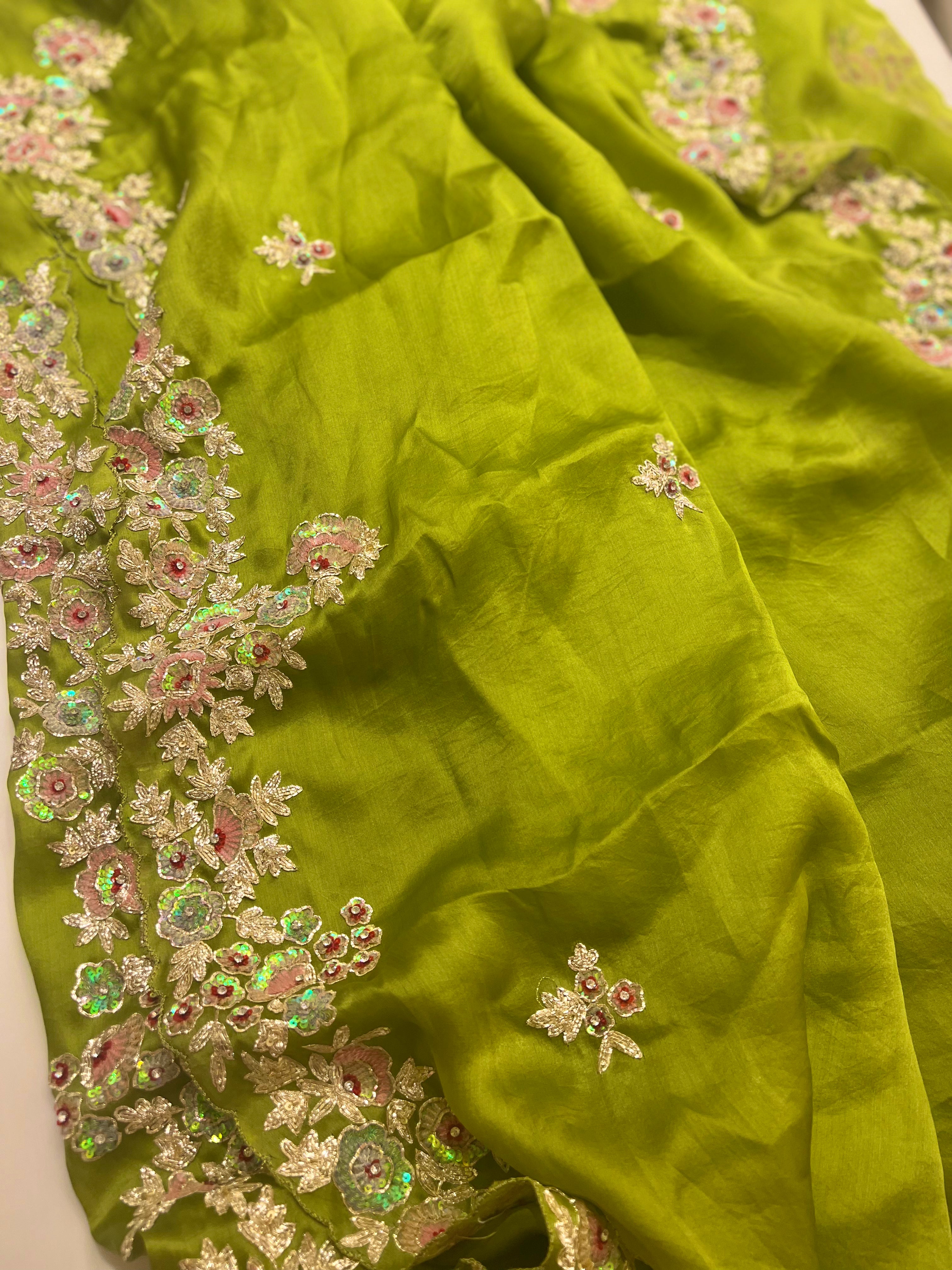 Multicolour Sequins and gold Zari