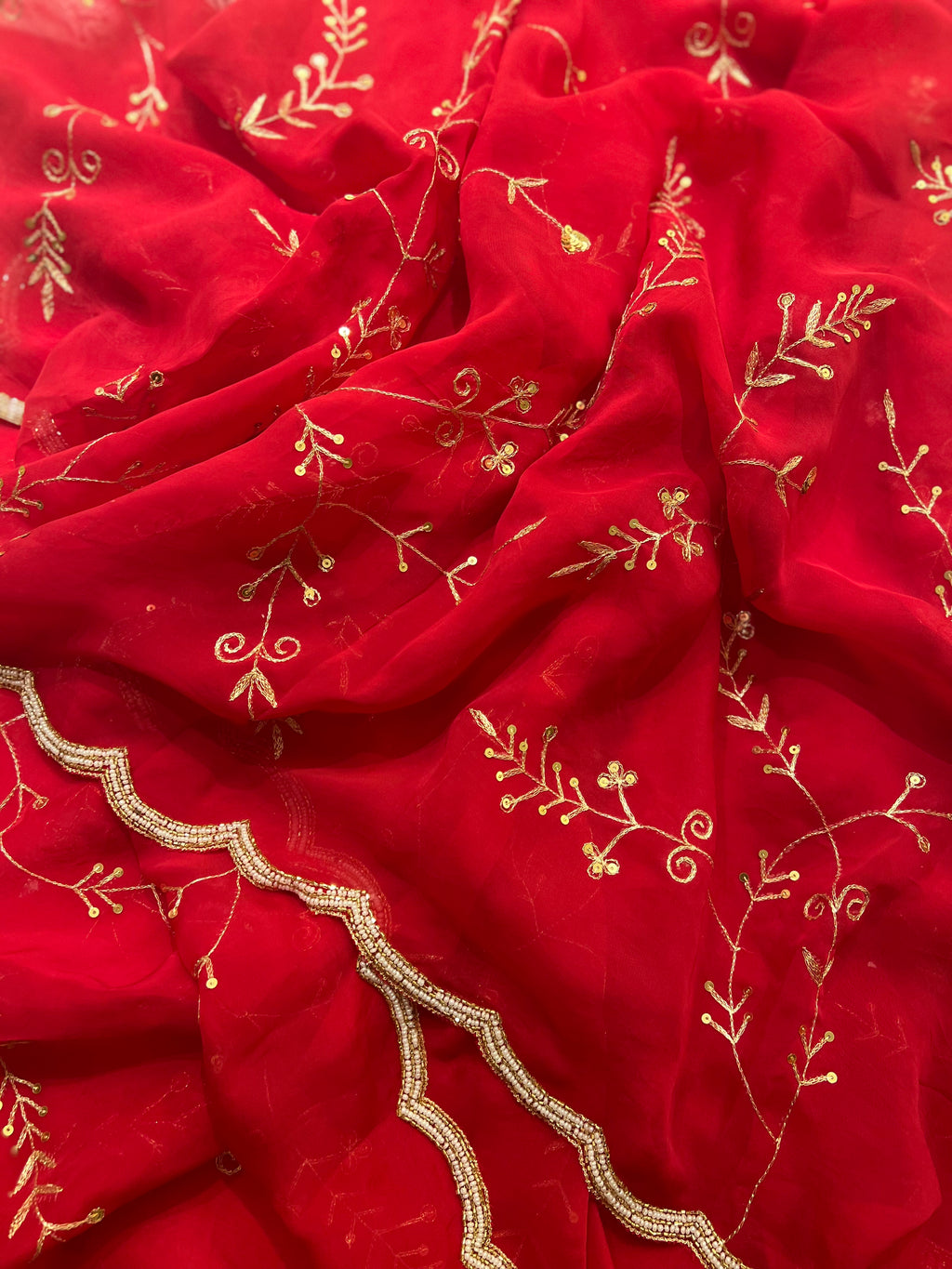 Pomegranate organza saree