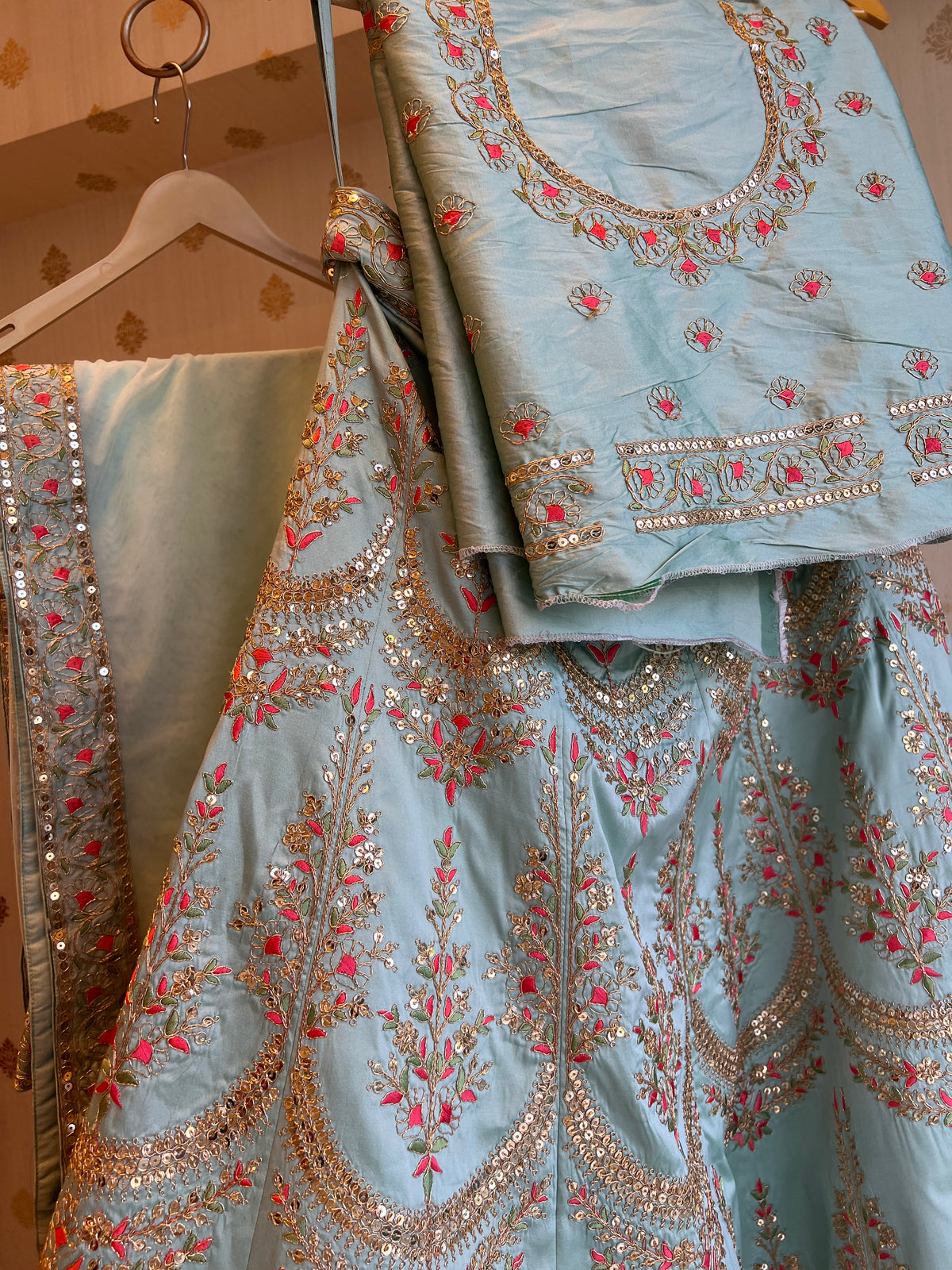 Light girly mint lehenga set