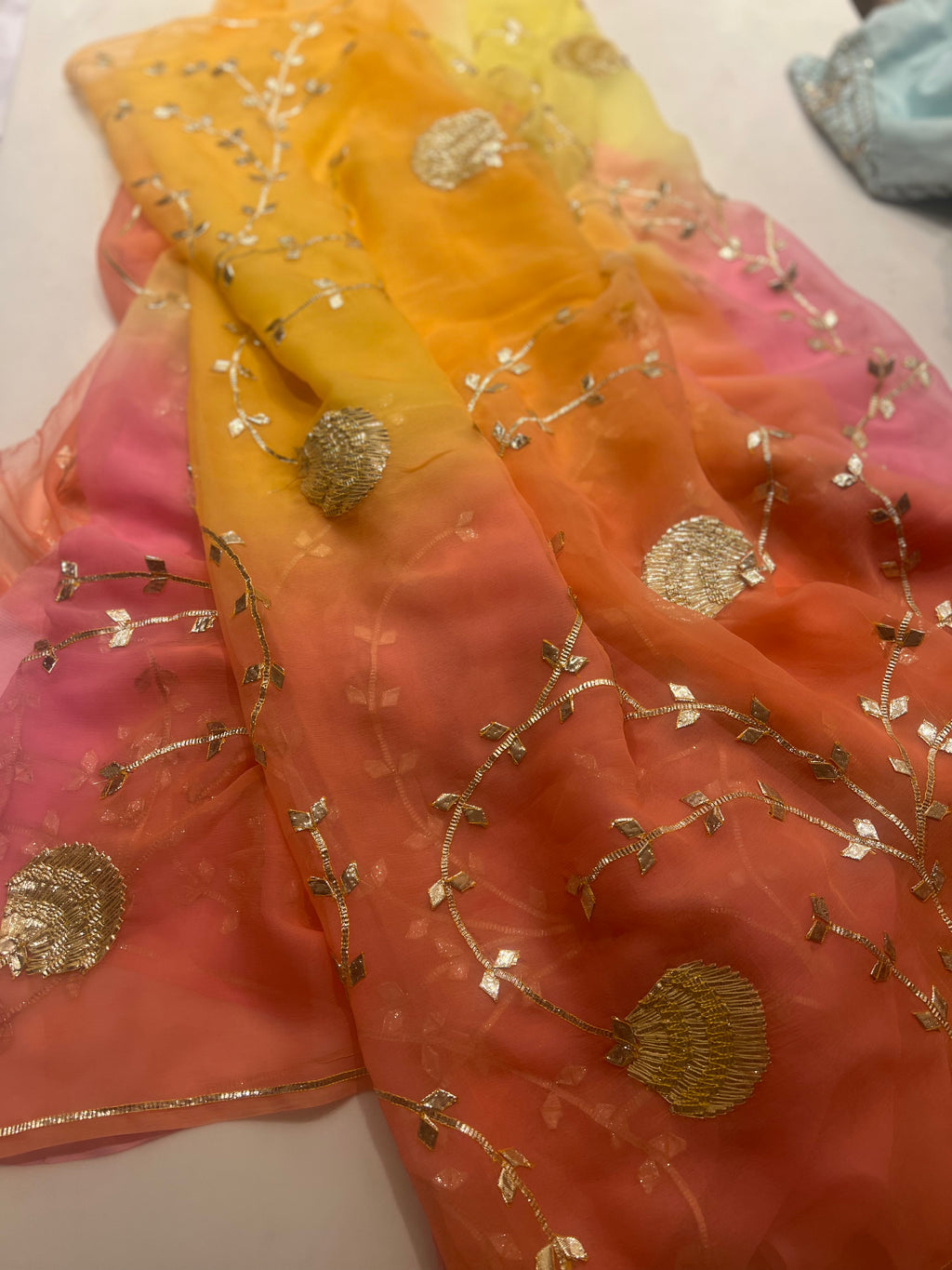 Samundari shades of sunset chiffon saree