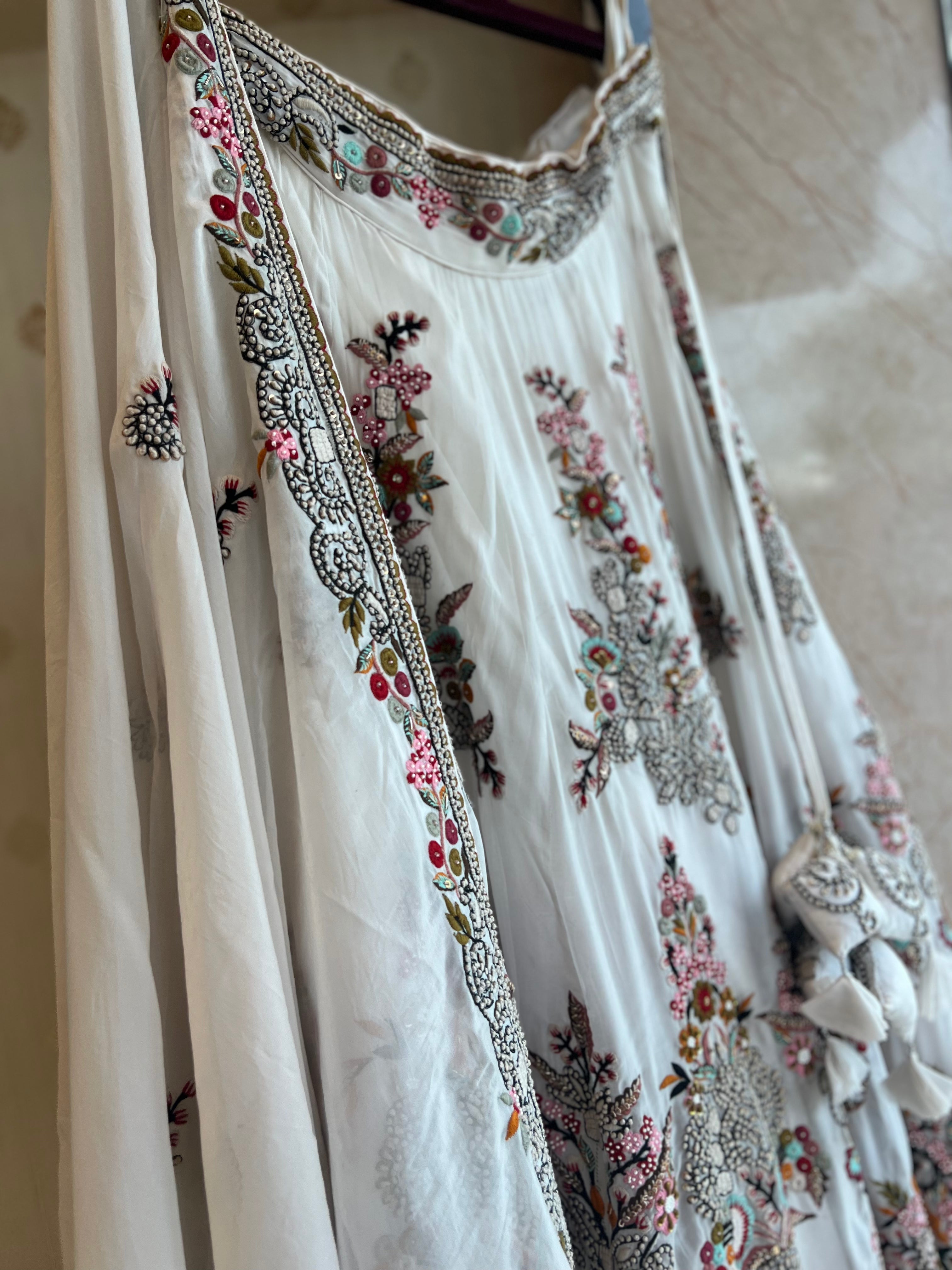 Ivory organza lehenga set