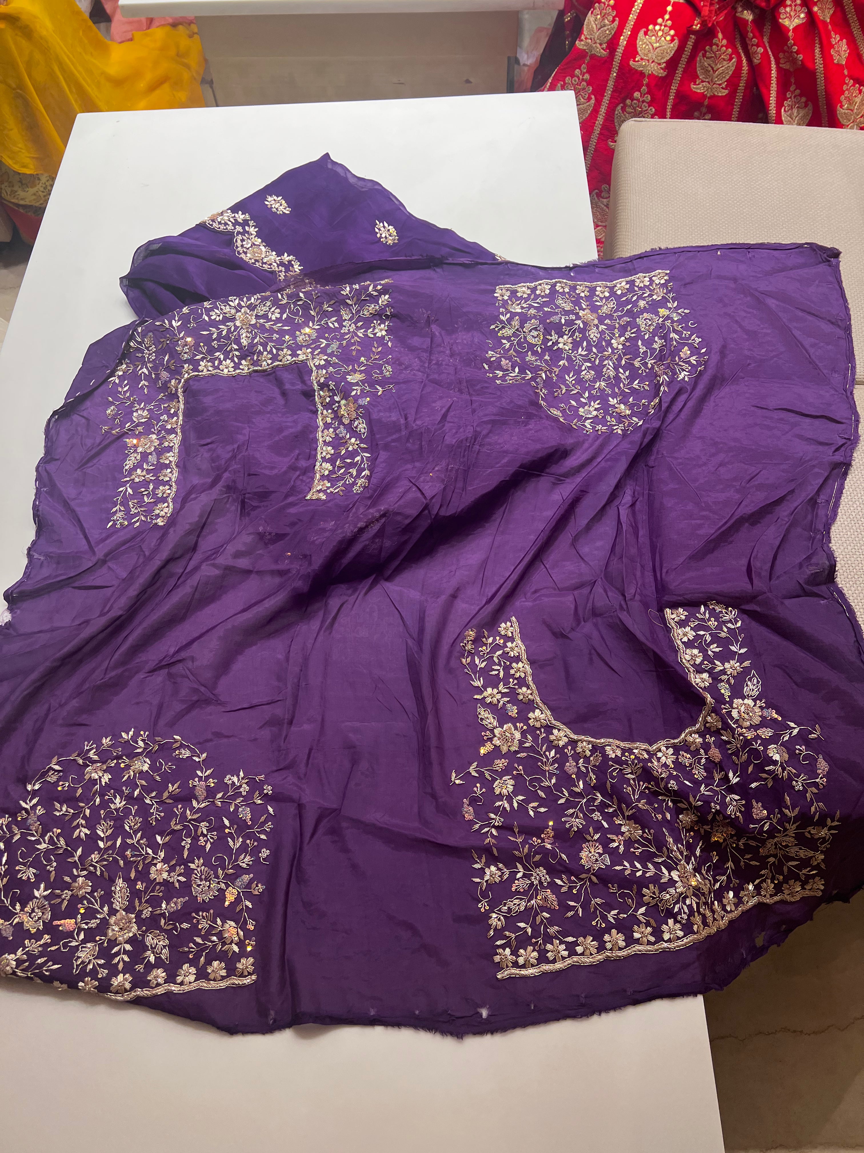 Organza Purple saree