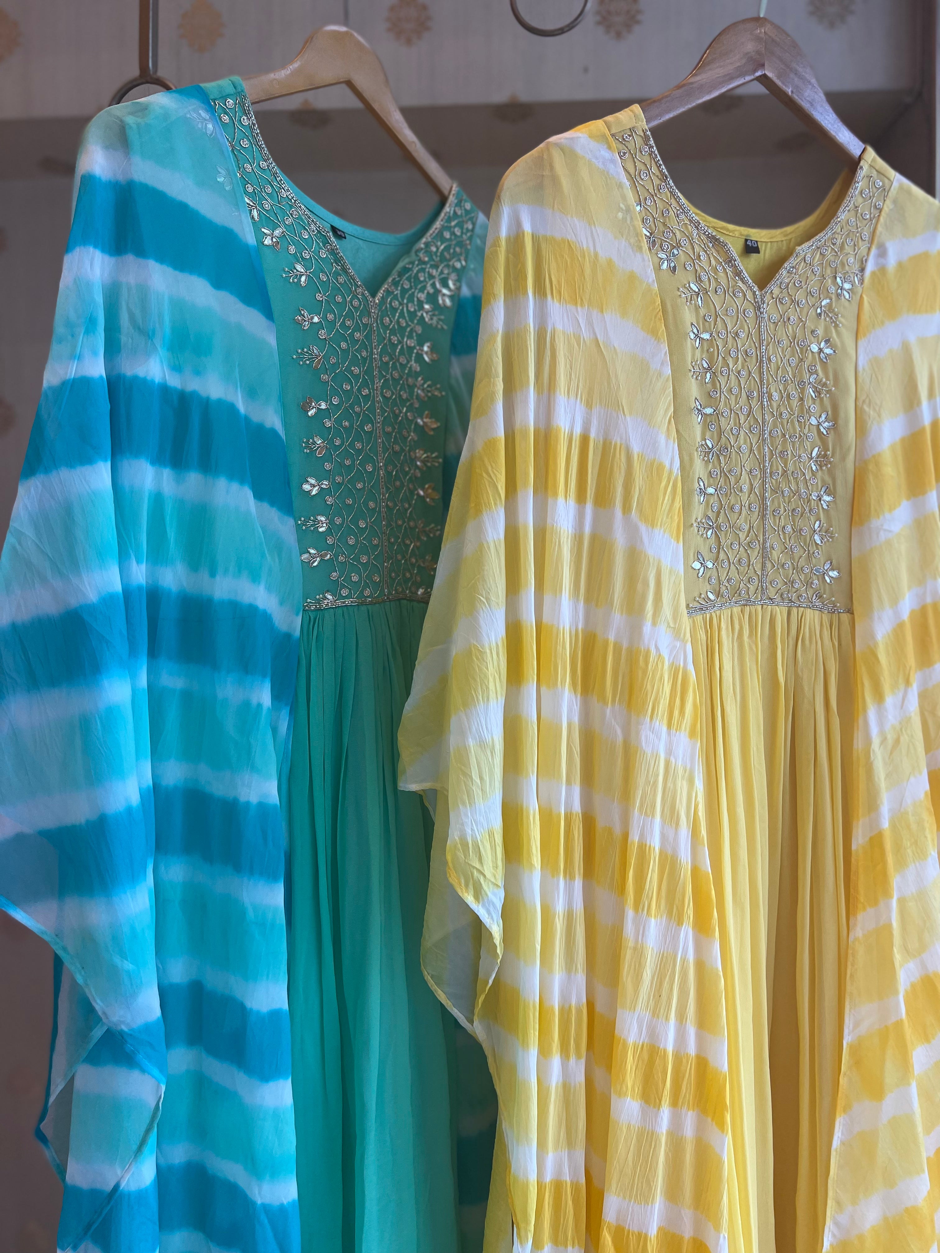 Mellow Yellow Lehriya kaftan dress