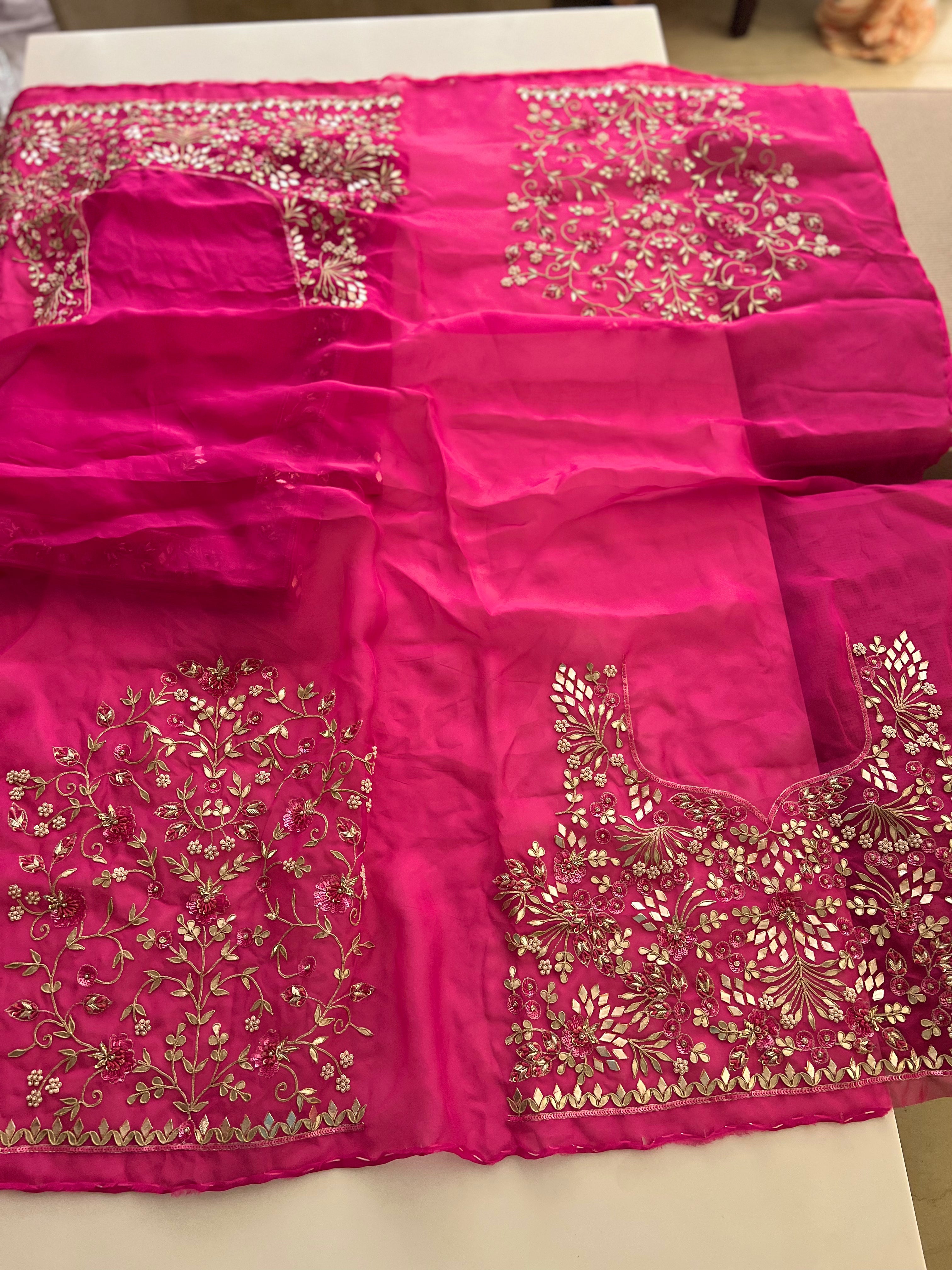 Hot Pink Katcha Gota Rani Sa Lehenga set