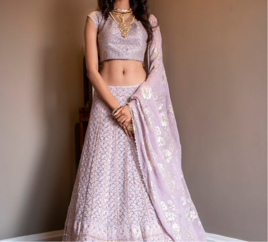 Lavender Lucknowi Lehenga