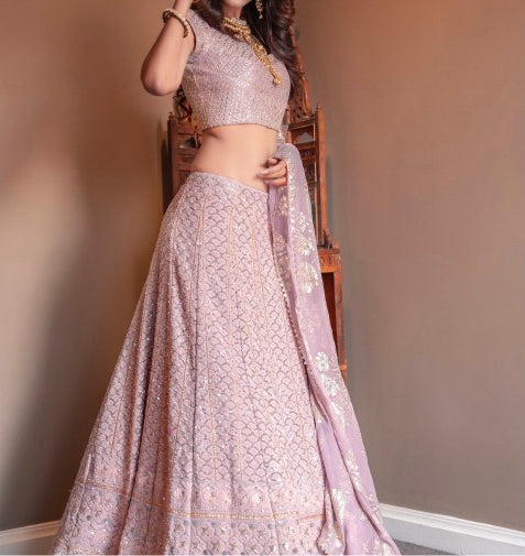 Lavender Lucknowi Lehenga